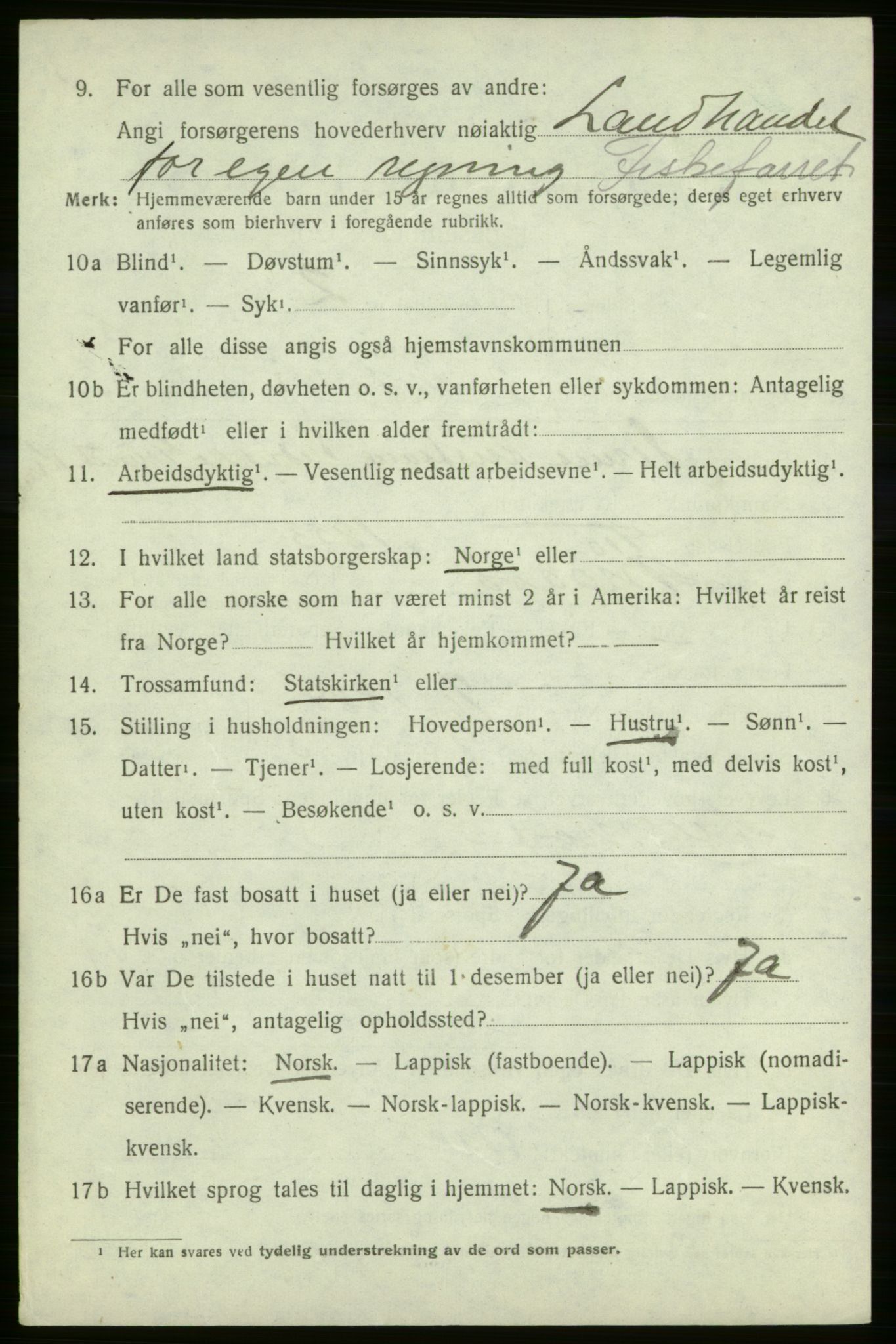 SATØ, 1920 census for Hasvik, 1920, p. 2328