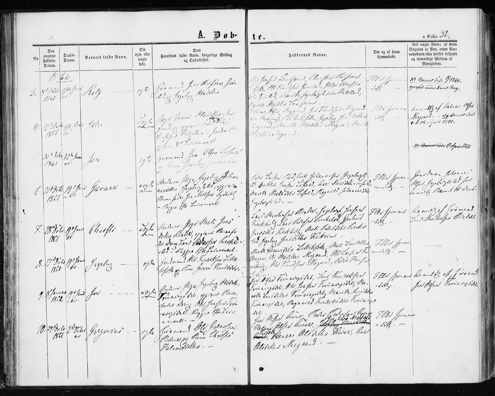 Ministerialprotokoller, klokkerbøker og fødselsregistre - Møre og Romsdal, AV/SAT-A-1454/598/L1067: Parish register (official) no. 598A01, 1858-1871, p. 32