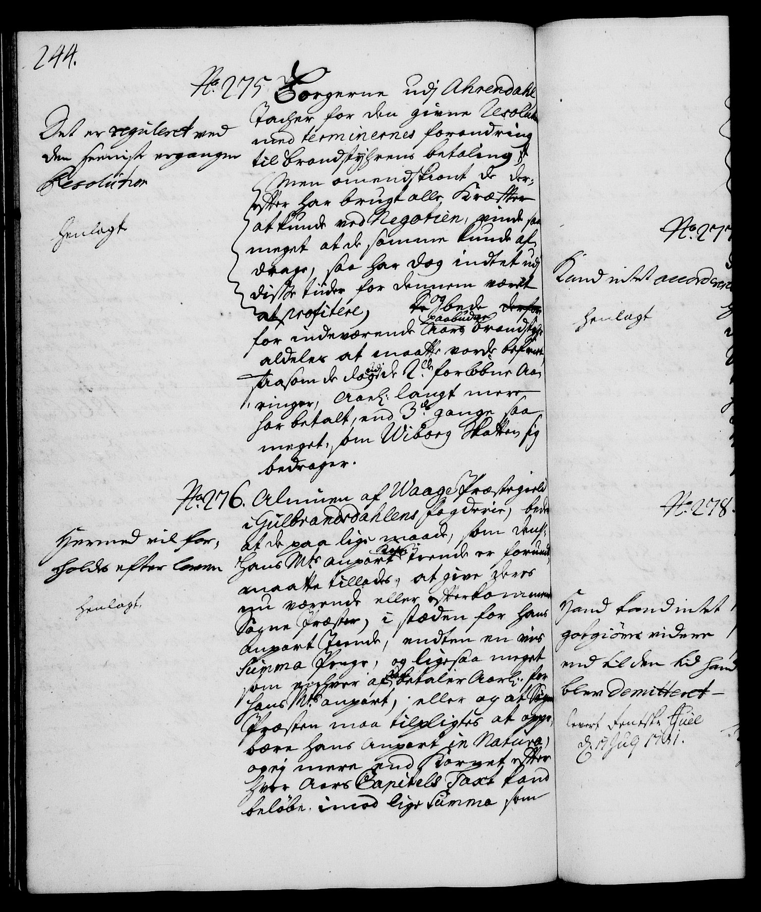 Rentekammeret, Kammerkanselliet, RA/EA-3111/G/Gh/Gha/L0013: Norsk ekstraktmemorialprotokoll (merket RK 53.58), 1731, p. 244
