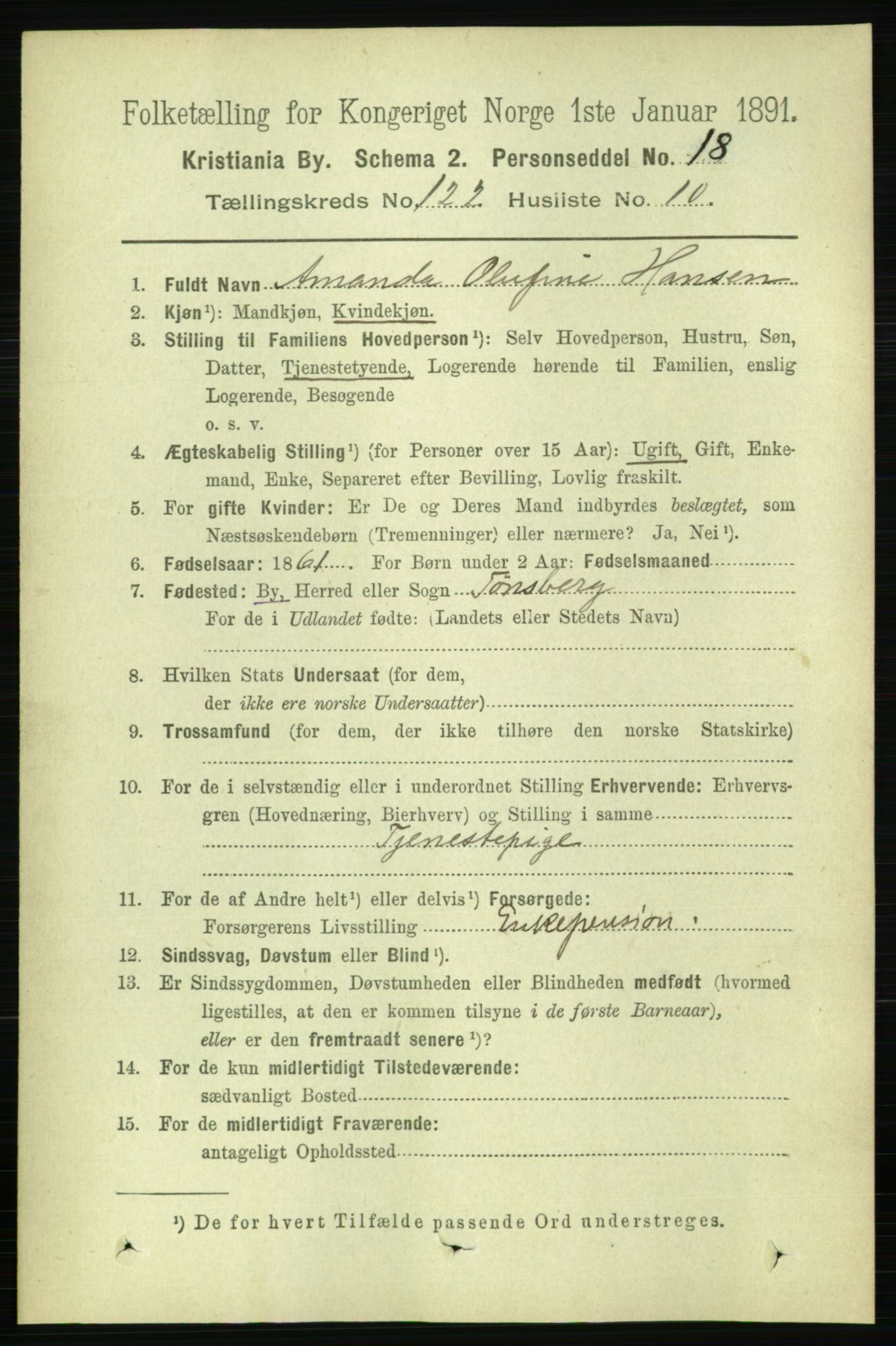 RA, 1891 census for 0301 Kristiania, 1891, p. 65045