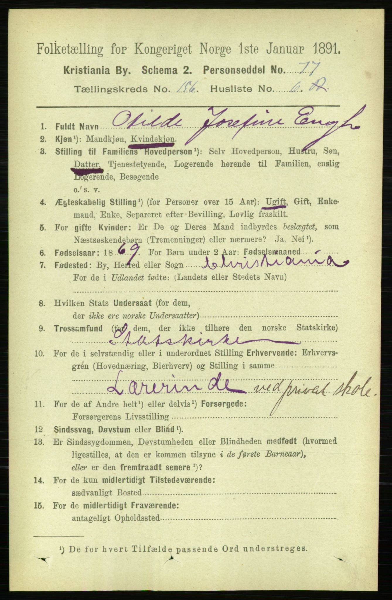 RA, 1891 census for 0301 Kristiania, 1891, p. 88809