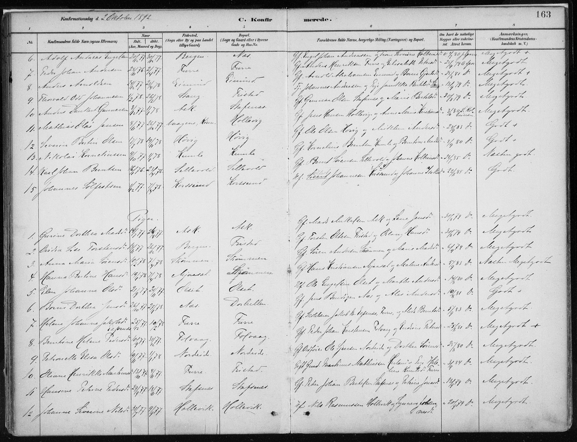 Askvoll sokneprestembete, AV/SAB-A-79501/H/Haa/Haab/L0002: Parish register (official) no. B 2, 1879-1909, p. 163