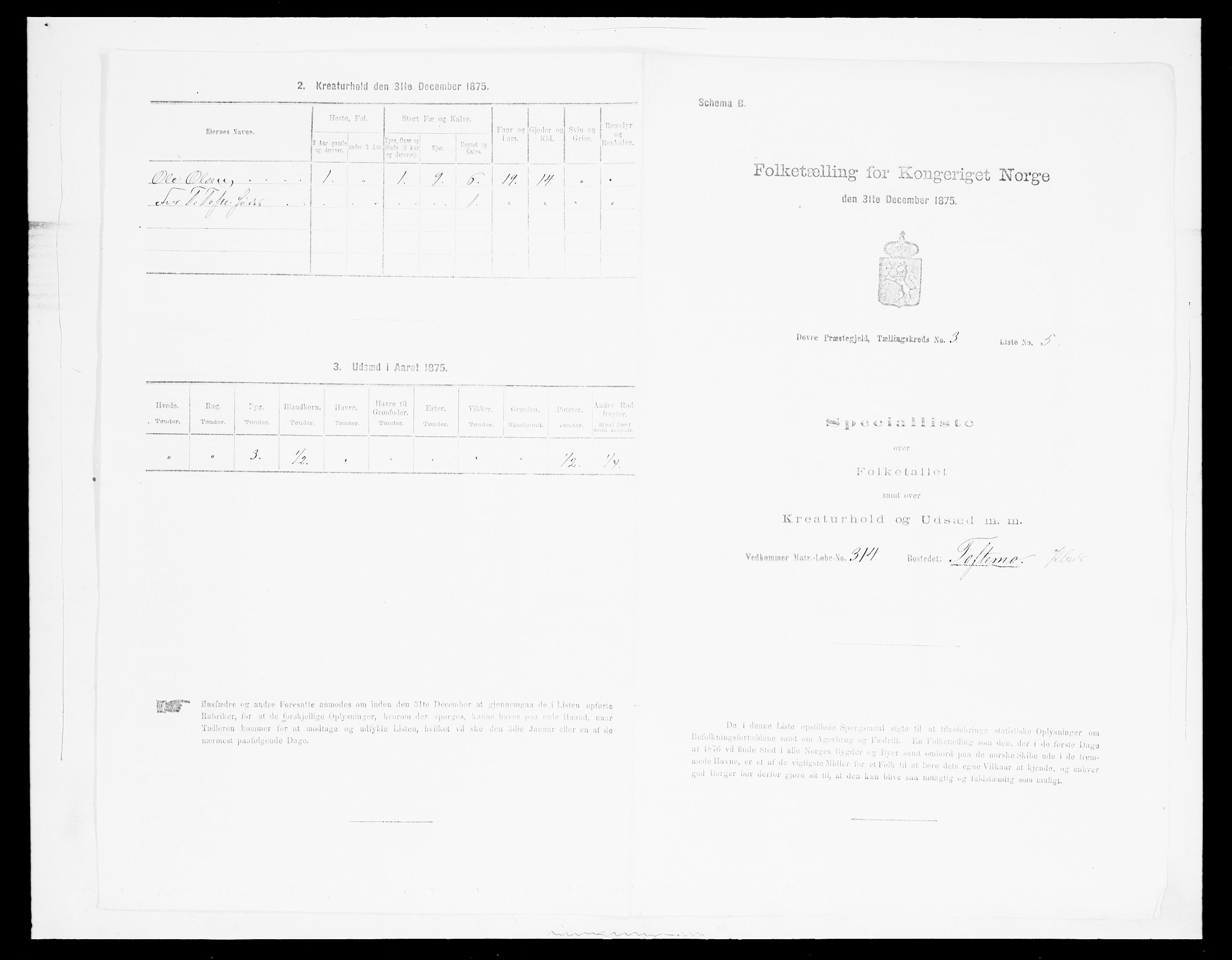 SAH, 1875 census for 0511P Dovre, 1875, p. 466