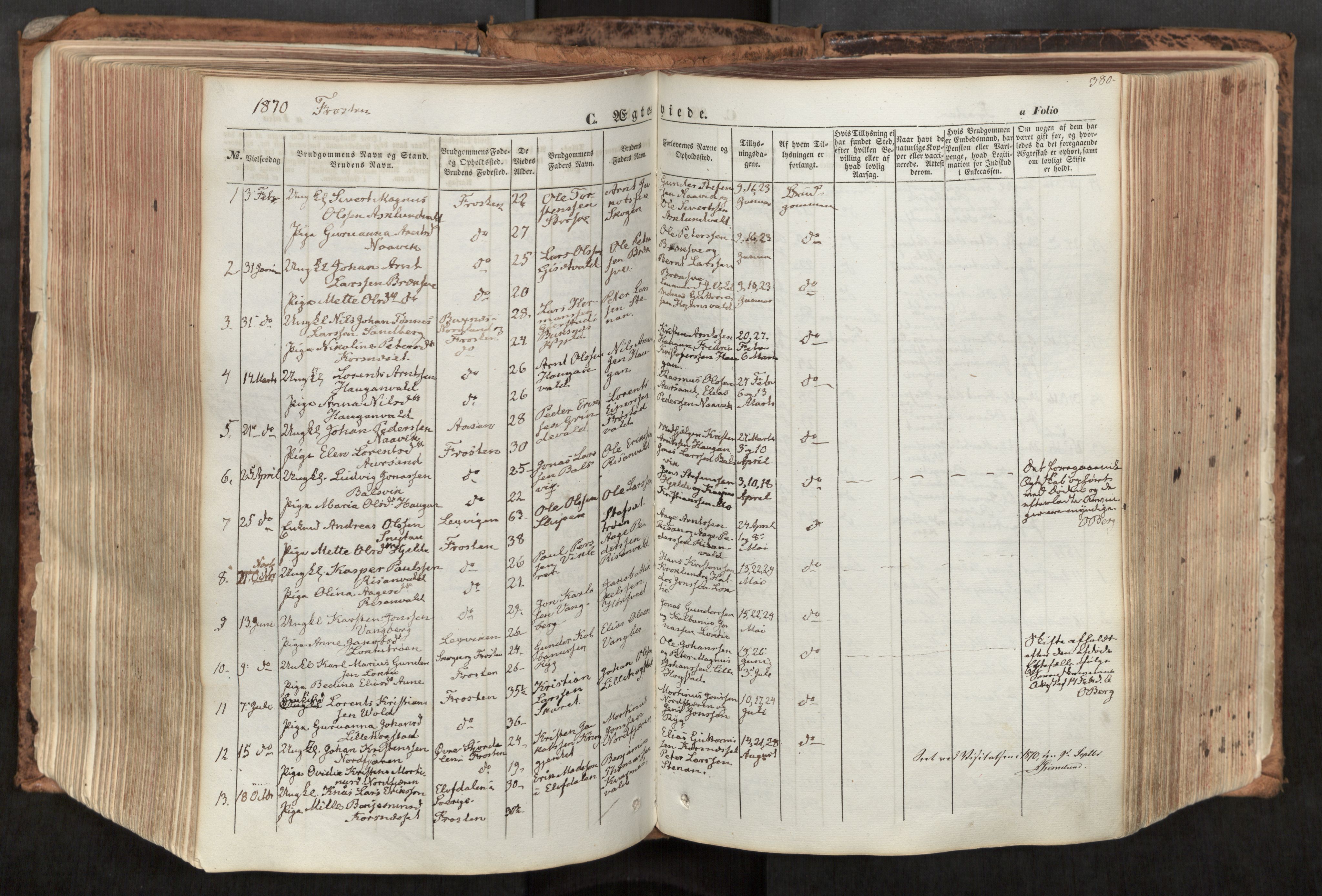 Ministerialprotokoller, klokkerbøker og fødselsregistre - Nord-Trøndelag, SAT/A-1458/713/L0116: Parish register (official) no. 713A07, 1850-1877, p. 380