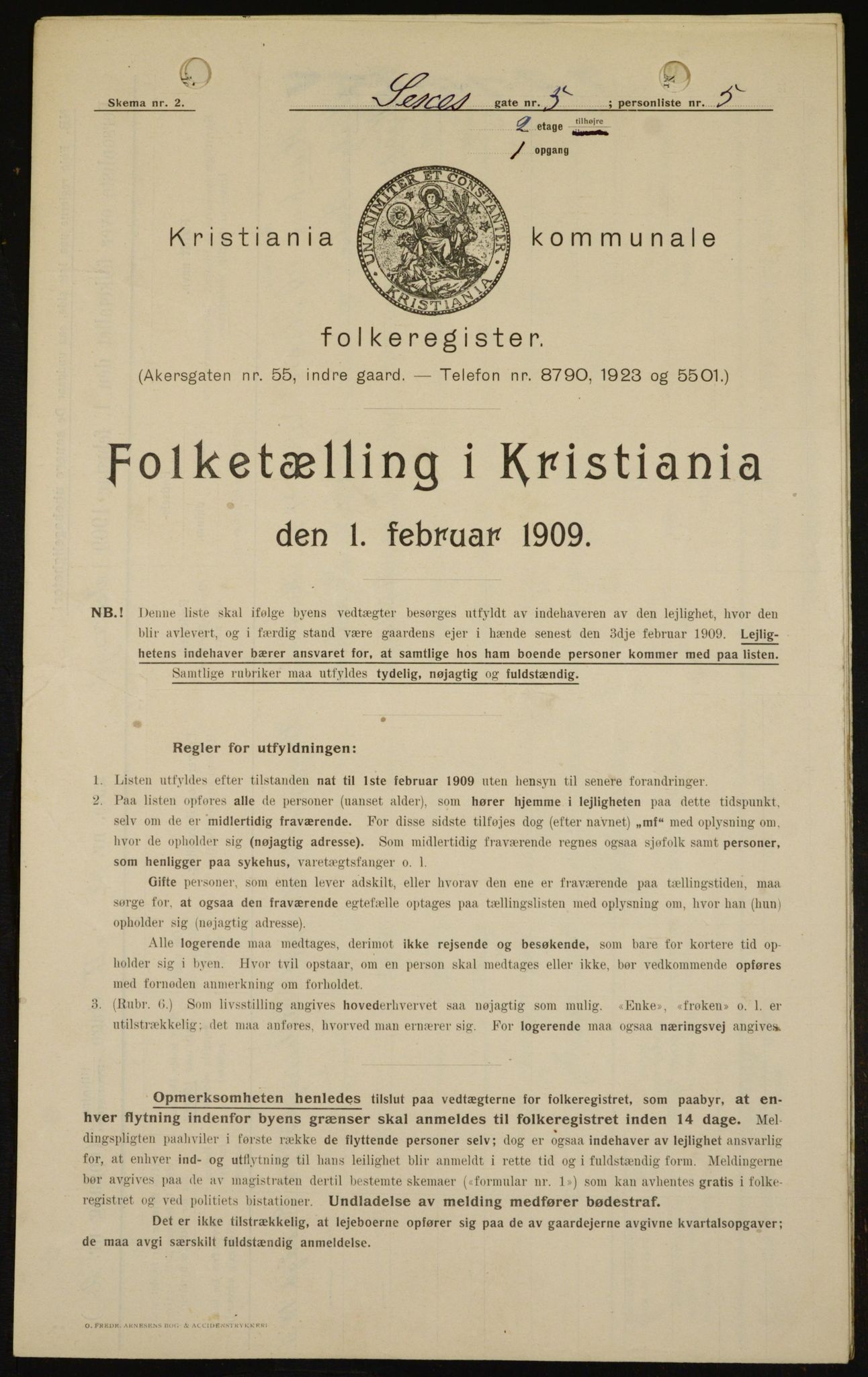 OBA, Municipal Census 1909 for Kristiania, 1909, p. 85966