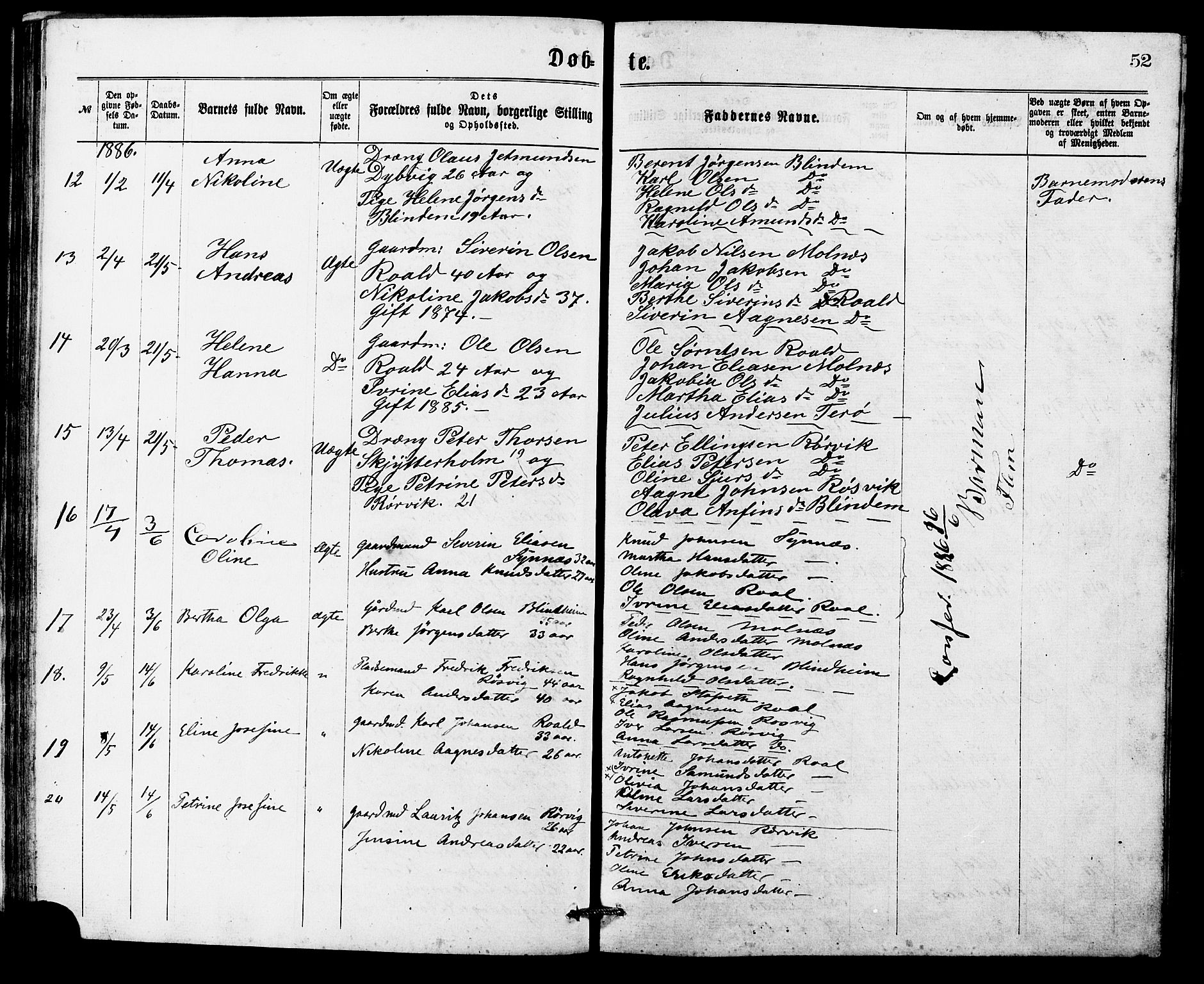 Ministerialprotokoller, klokkerbøker og fødselsregistre - Møre og Romsdal, AV/SAT-A-1454/537/L0521: Parish register (copy) no. 537C02, 1869-1888, p. 52