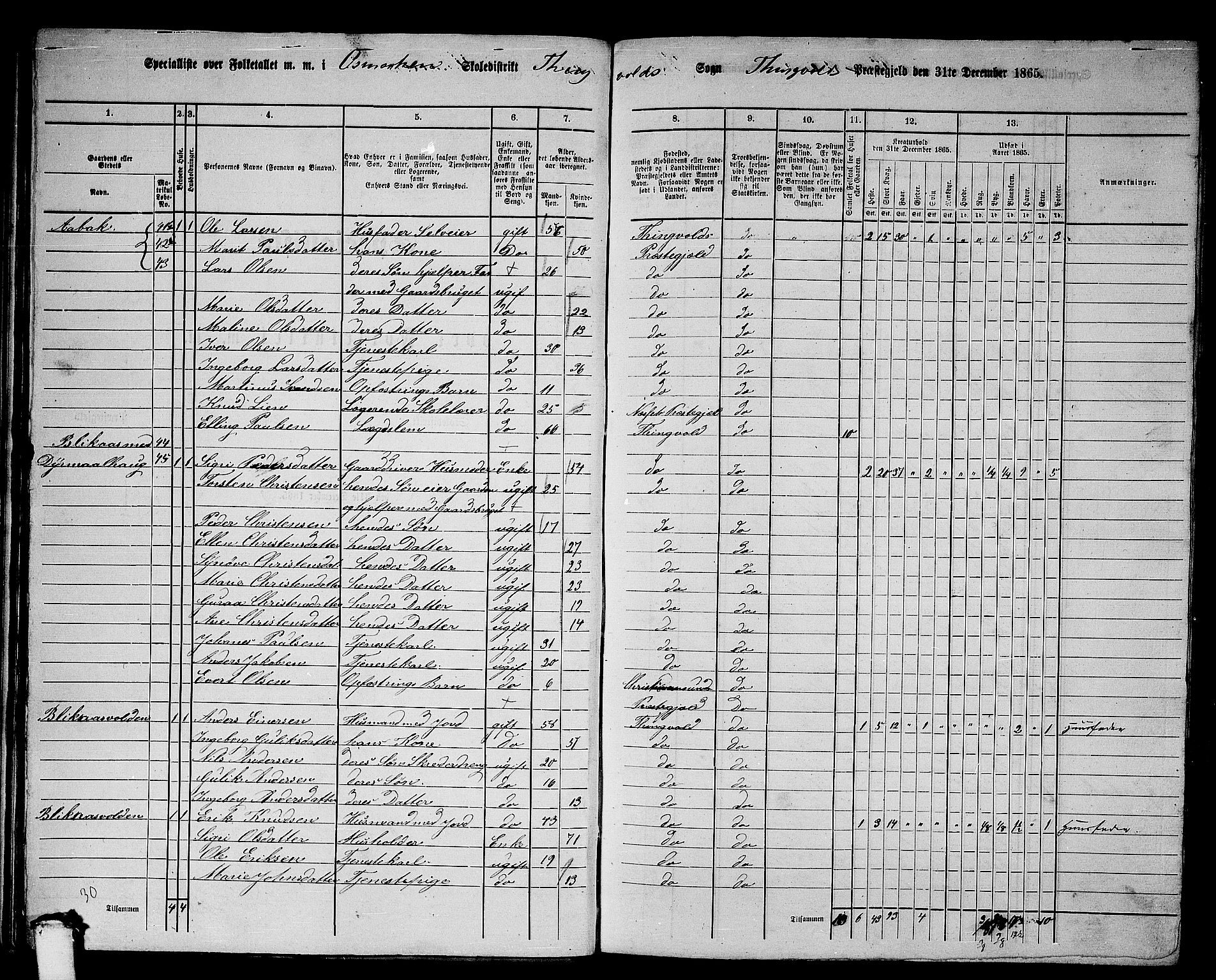 RA, 1865 census for Tingvoll, 1865, p. 40