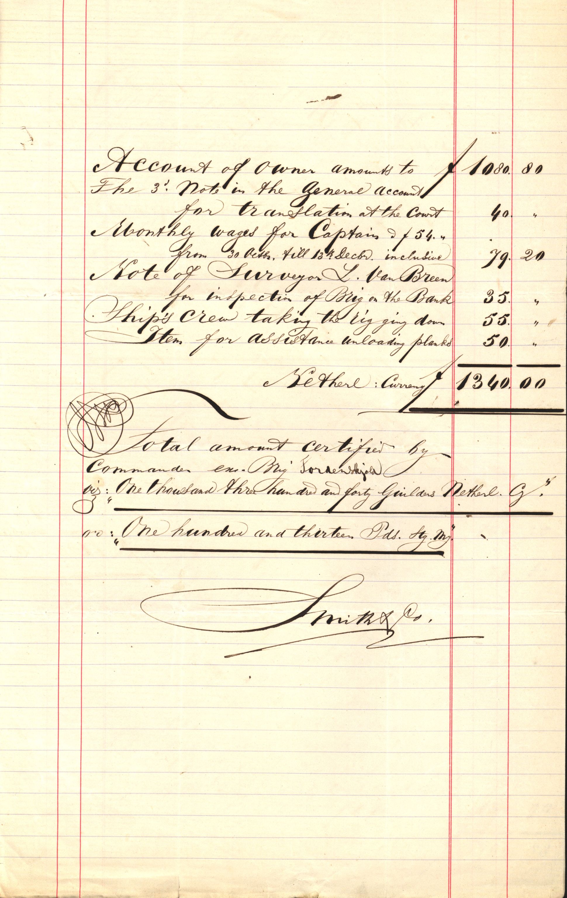 Pa 63 - Østlandske skibsassuranceforening, VEMU/A-1079/G/Ga/L0012/0005: Havaridokumenter / Tordenskjold af Bergen, 1880