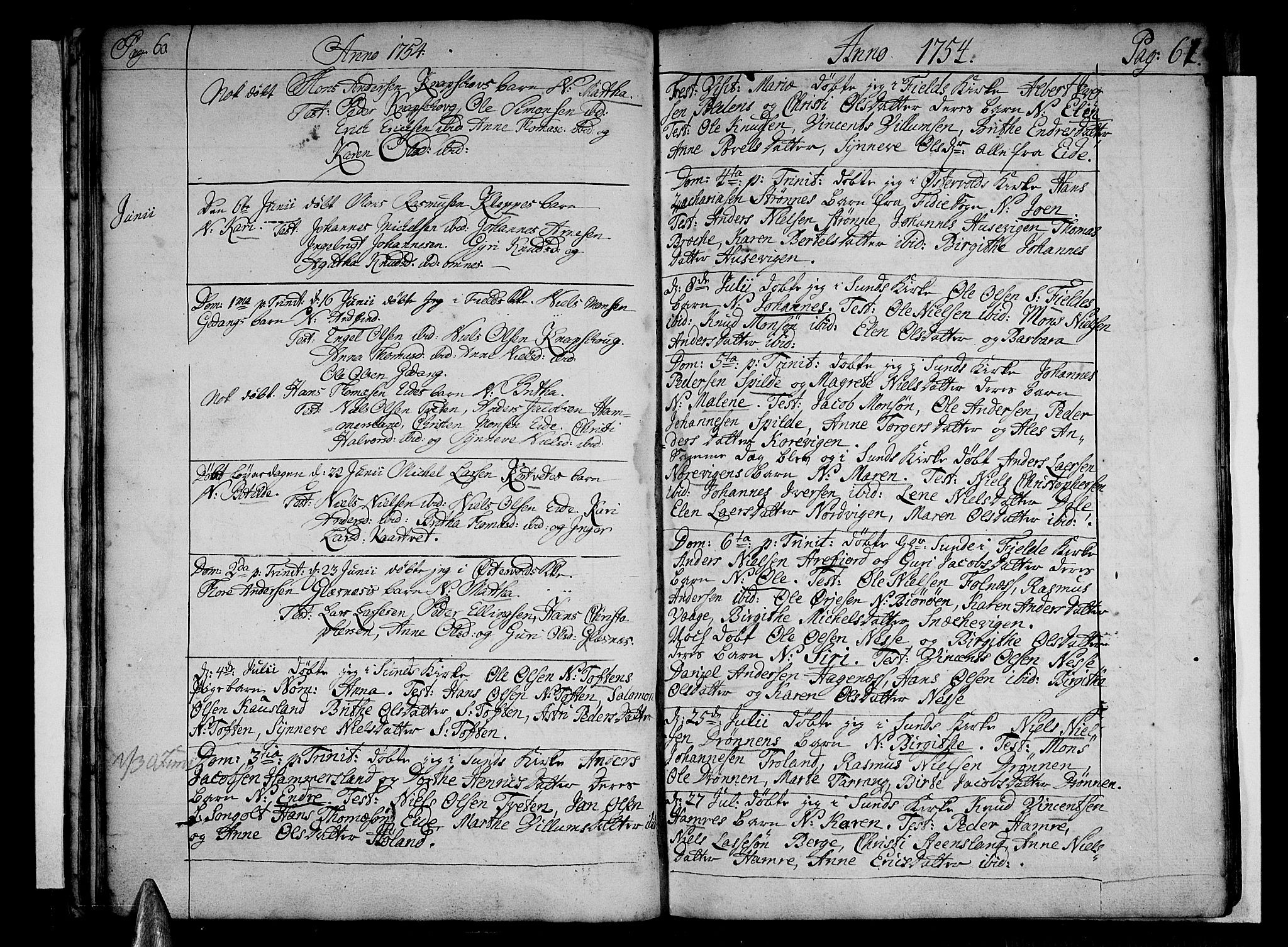 Sund sokneprestembete, AV/SAB-A-99930: Parish register (official) no. A 4, 1748-1769, p. 60-61