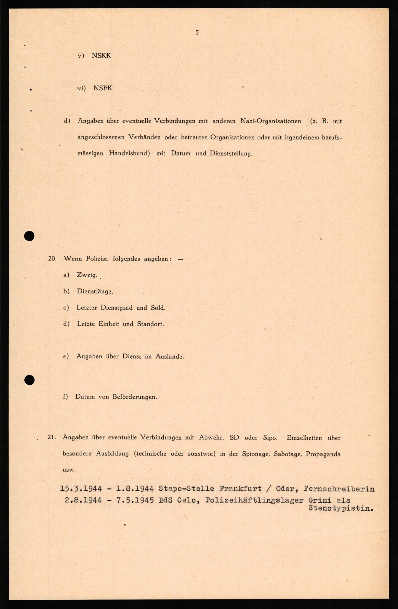 Forsvaret, Forsvarets overkommando II, AV/RA-RAFA-3915/D/Db/L0018: CI Questionaires. Tyske okkupasjonsstyrker i Norge. Tyskere., 1945-1946, p. 475