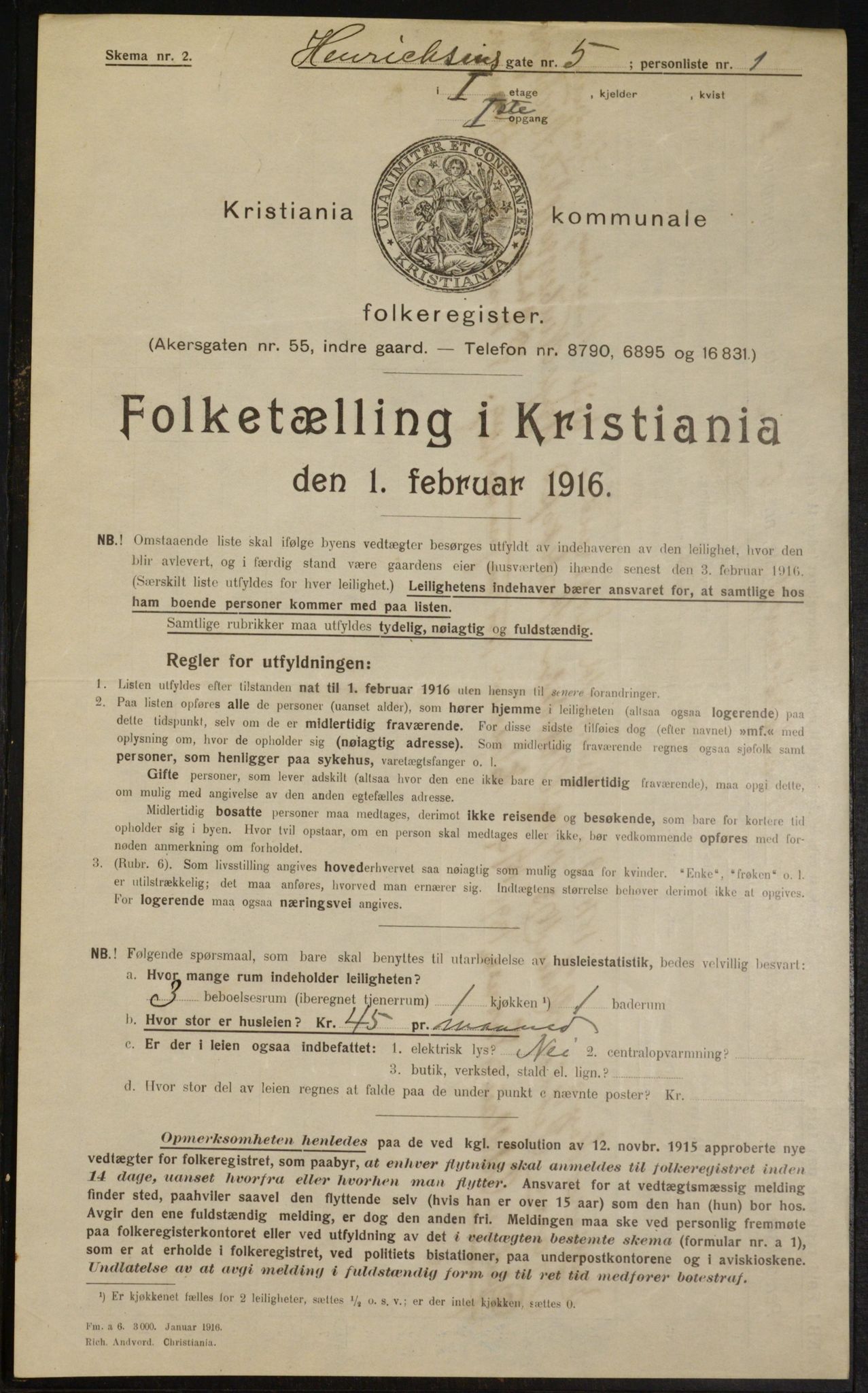 OBA, Municipal Census 1916 for Kristiania, 1916, p. 39156