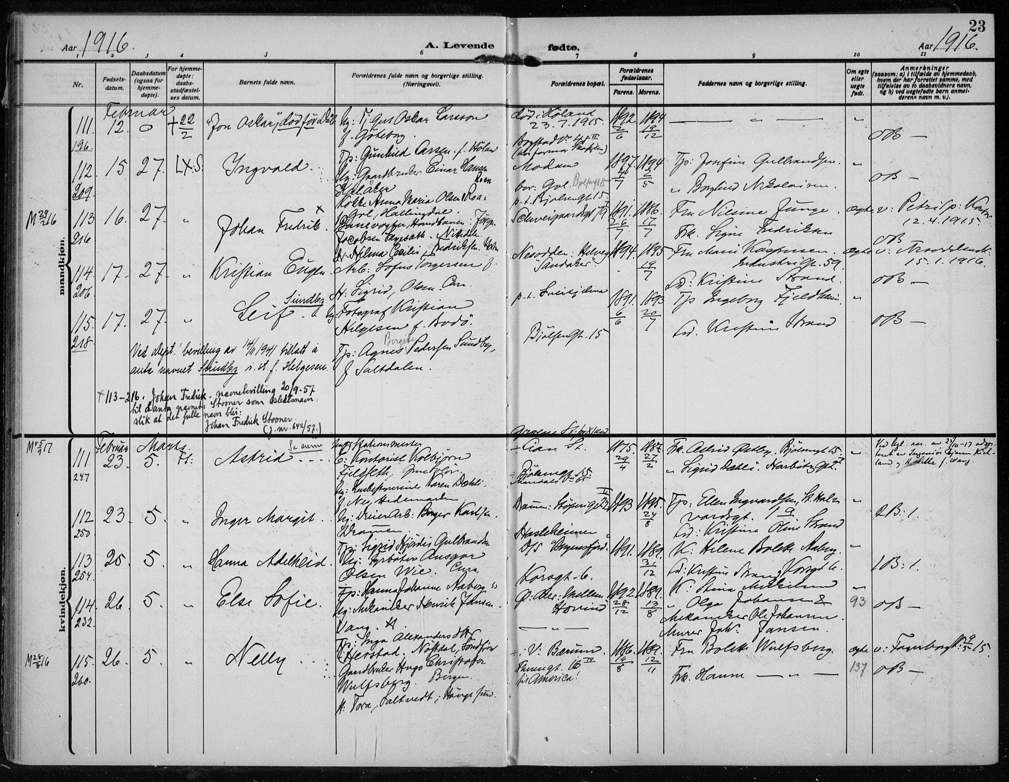 Rikshospitalet prestekontor Kirkebøker, AV/SAO-A-10309b/F/L0016: Parish register (official) no. 16, 1916-1918, p. 23
