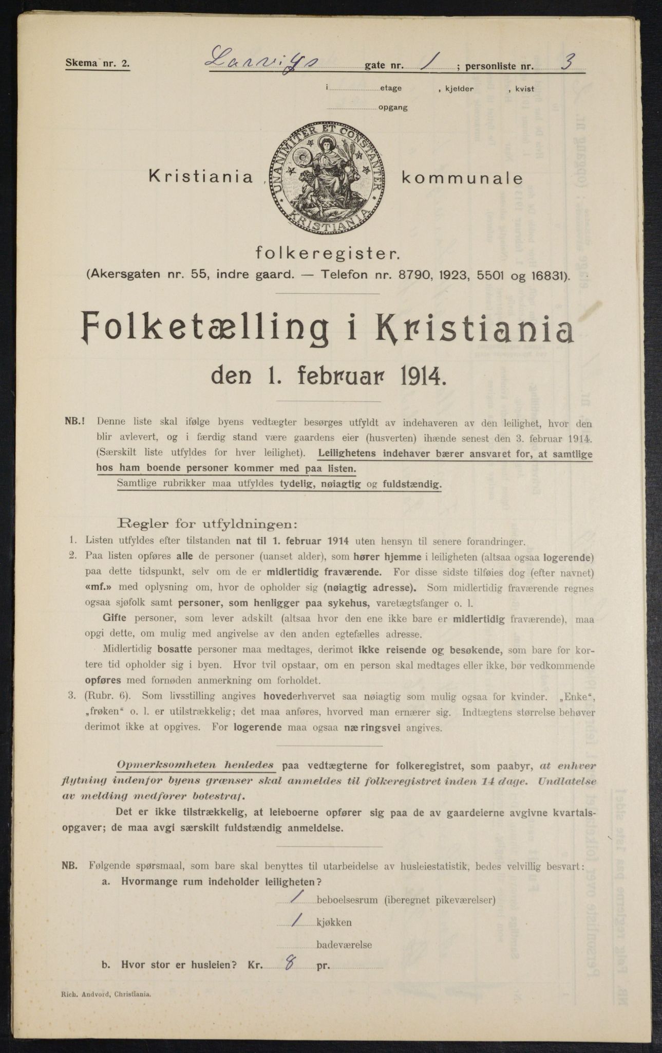 OBA, Municipal Census 1914 for Kristiania, 1914, p. 56997