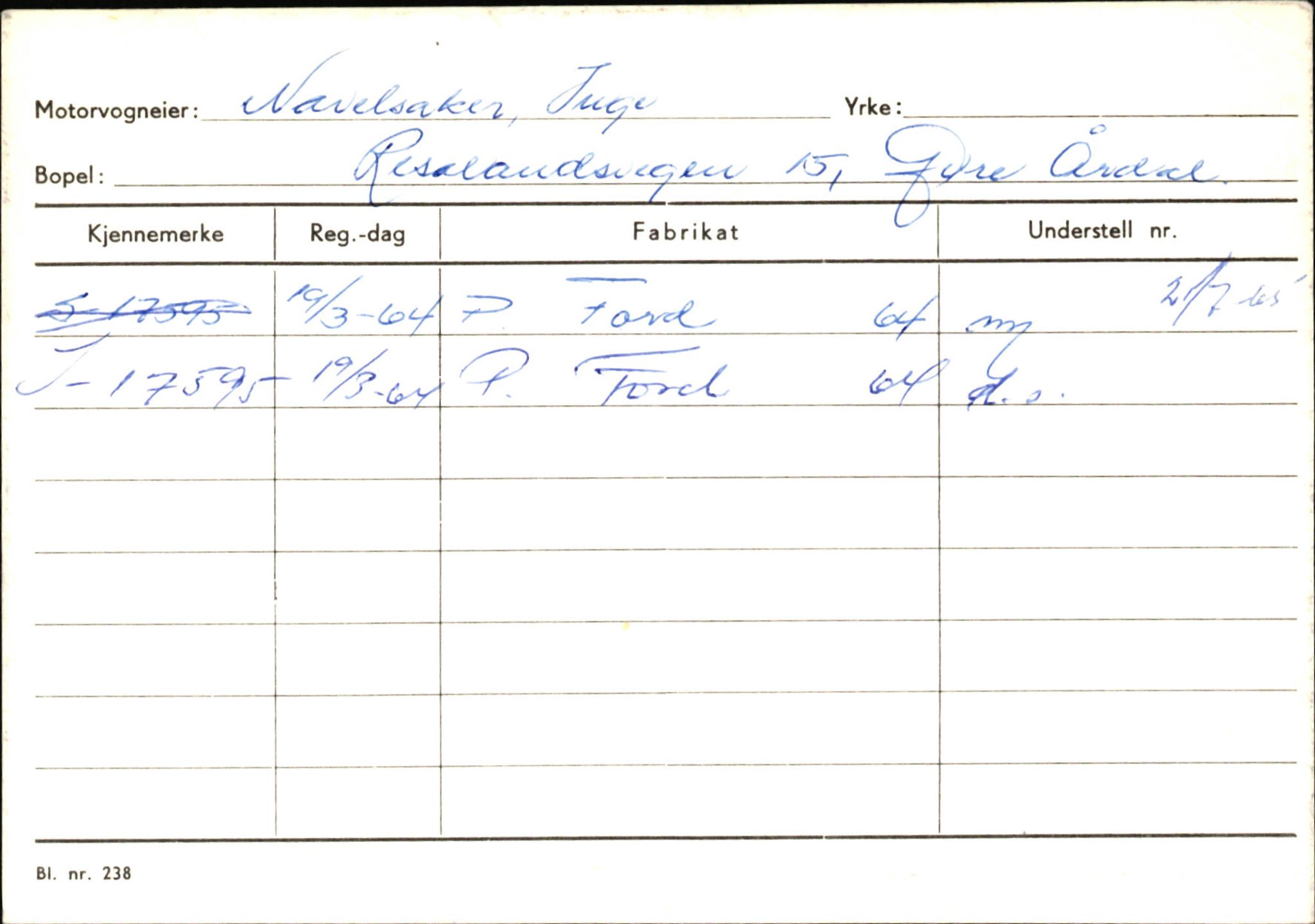 Statens vegvesen, Sogn og Fjordane vegkontor, AV/SAB-A-5301/4/F/L0145: Registerkort Vågsøy S-Å. Årdal I-P, 1945-1975, p. 1930