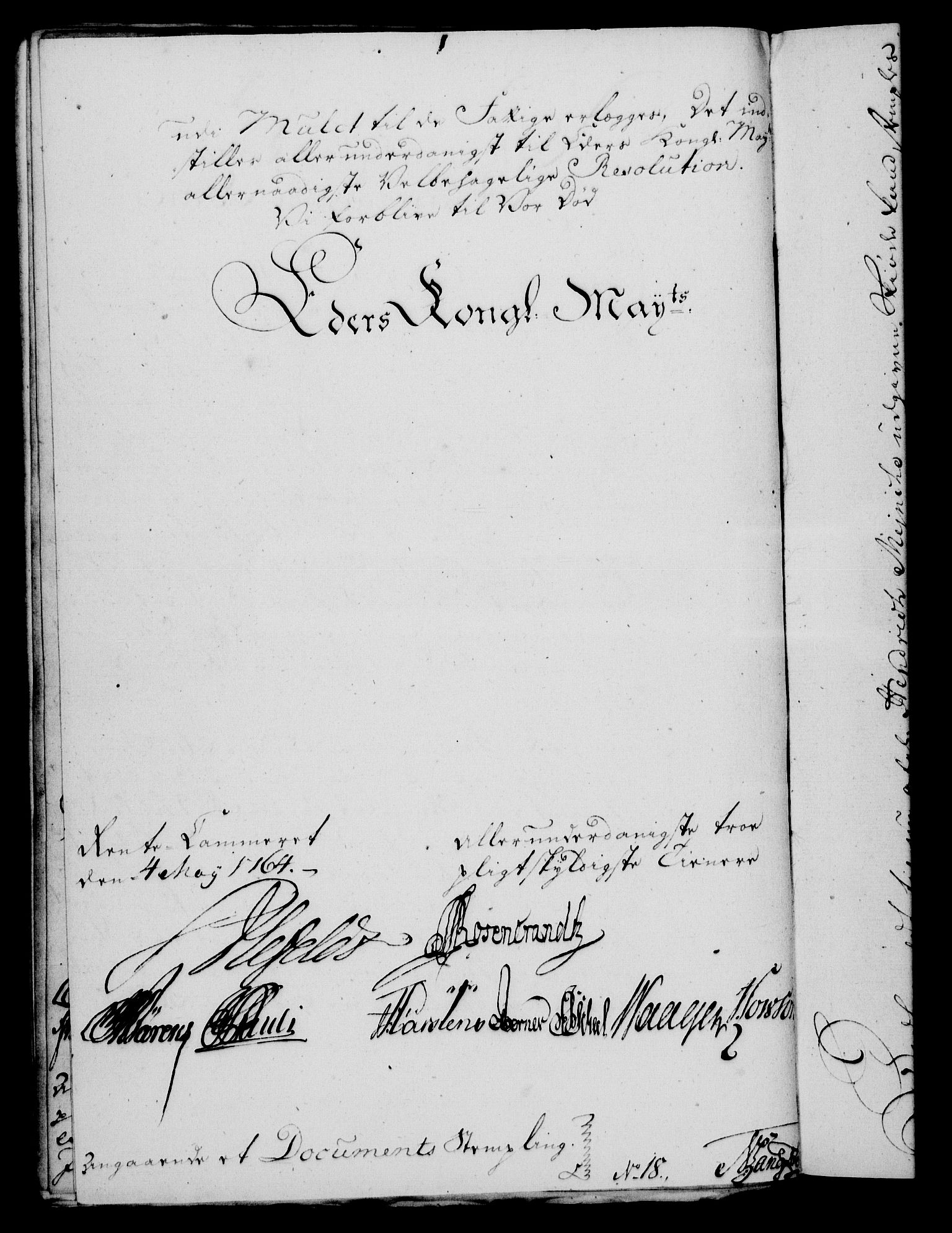 Rentekammeret, Kammerkanselliet, RA/EA-3111/G/Gf/Gfa/L0046: Norsk relasjons- og resolusjonsprotokoll (merket RK 52.46), 1764, p. 162