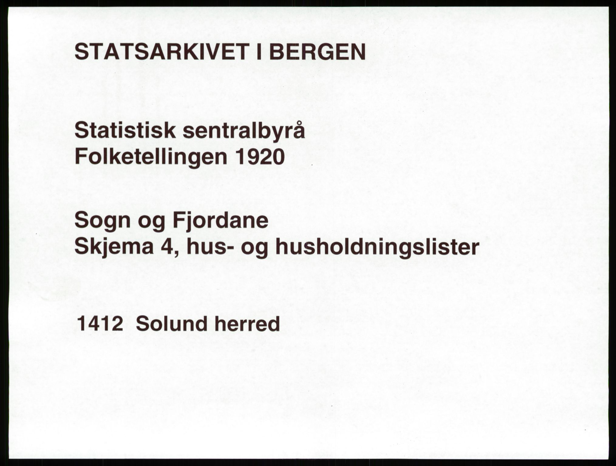 SAB, 1920 census for Solund, 1920, p. 41