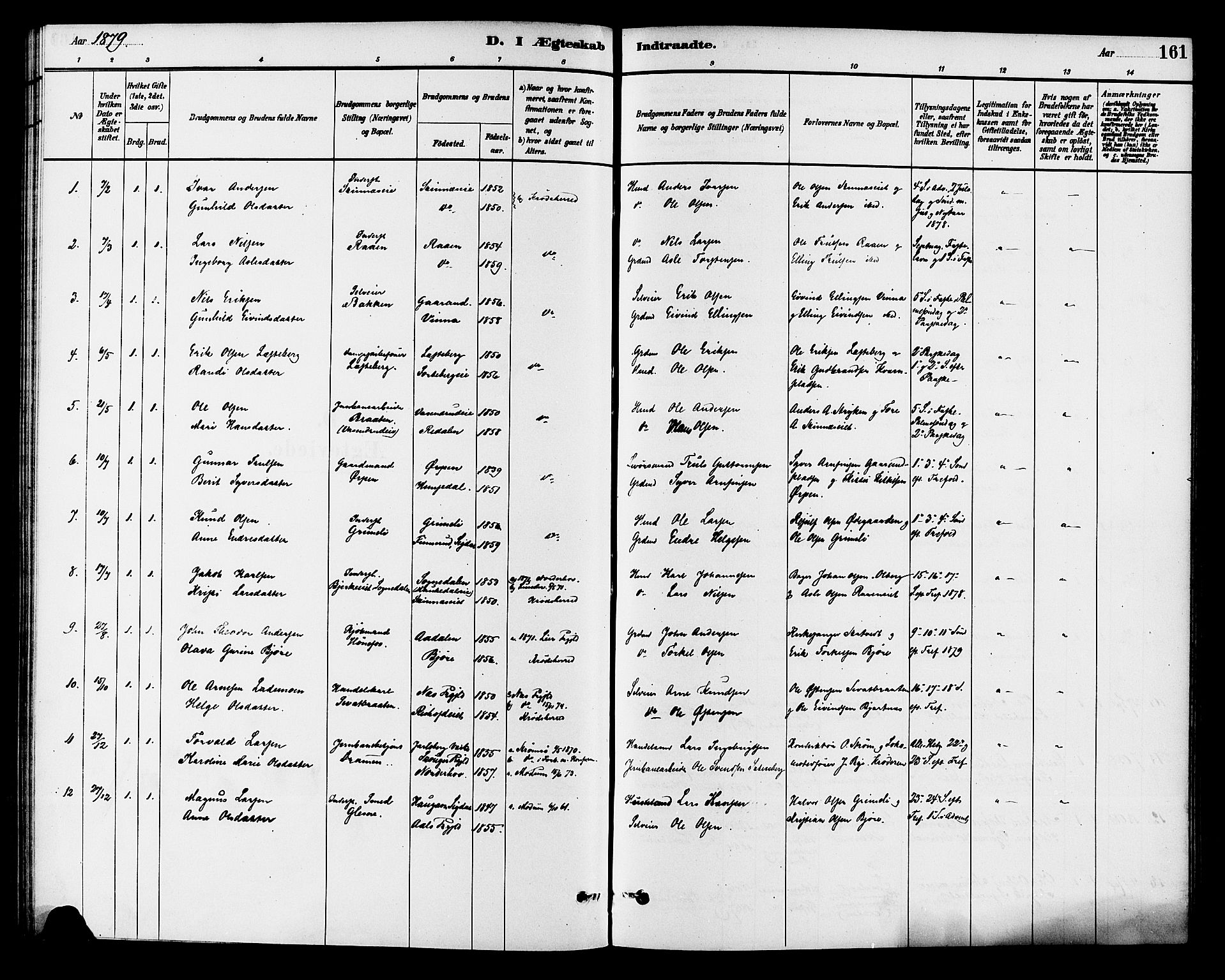 Krødsherad kirkebøker, AV/SAKO-A-19/G/Ga/L0001: Parish register (copy) no. 1, 1879-1893, p. 161