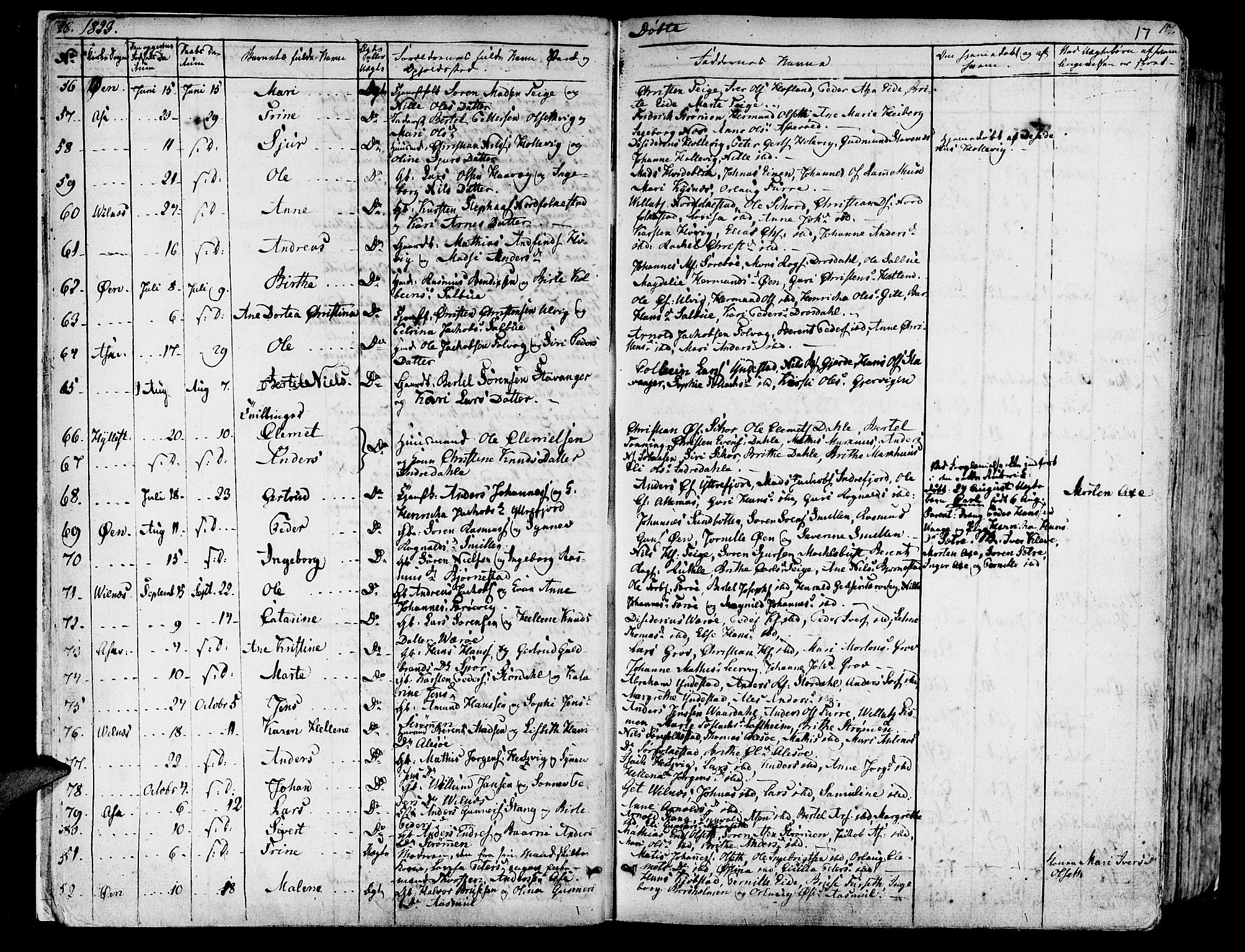 Askvoll sokneprestembete, SAB/A-79501/H/Haa/Haaa/L0010: Parish register (official) no. A 10, 1821-1844, p. 16-17