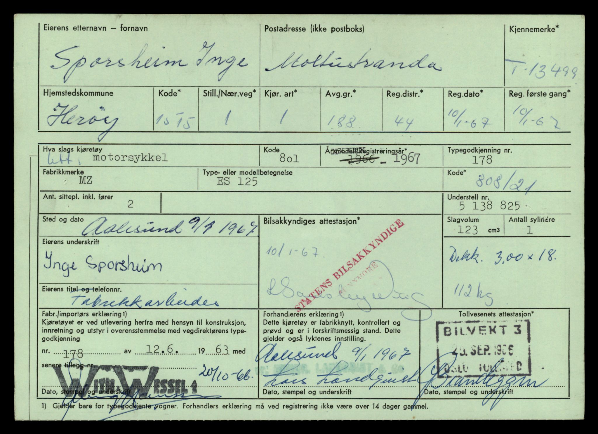 Møre og Romsdal vegkontor - Ålesund trafikkstasjon, AV/SAT-A-4099/F/Fe/L0039: Registreringskort for kjøretøy T 13361 - T 13530, 1927-1998, p. 2466