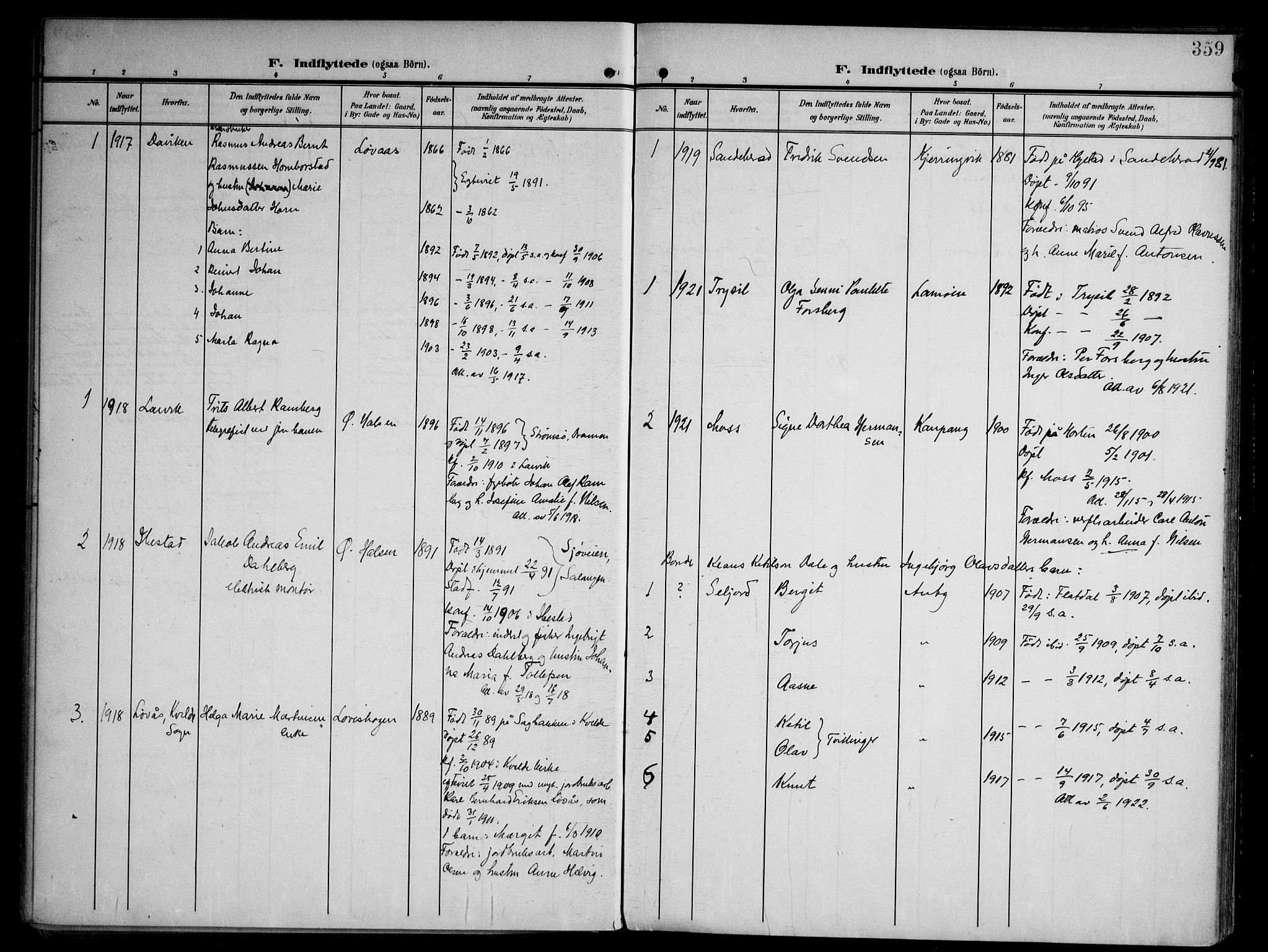 Tjølling kirkebøker, AV/SAKO-A-60/F/Fa/L0010: Parish register (official) no. 10, 1906-1923, p. 359