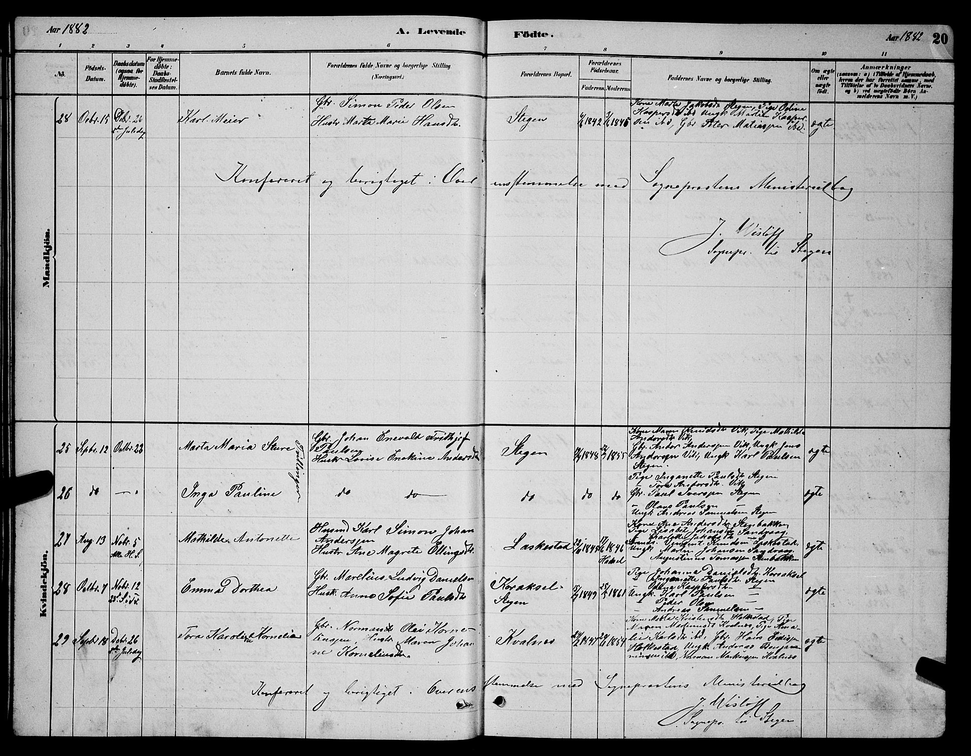 Ministerialprotokoller, klokkerbøker og fødselsregistre - Nordland, AV/SAT-A-1459/855/L0816: Parish register (copy) no. 855C05, 1879-1894, p. 20