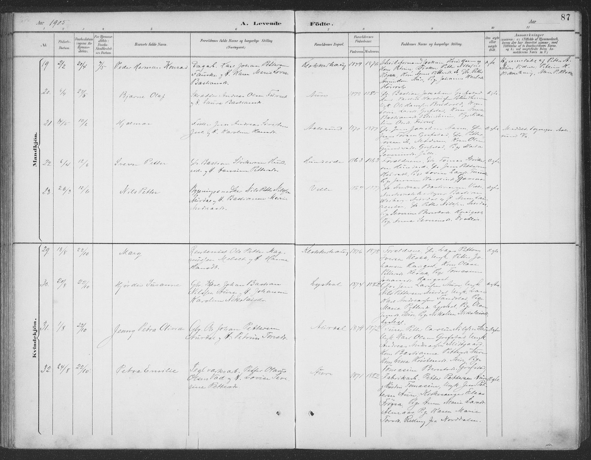 Ministerialprotokoller, klokkerbøker og fødselsregistre - Møre og Romsdal, AV/SAT-A-1454/523/L0335: Parish register (official) no. 523A02, 1891-1911, p. 87