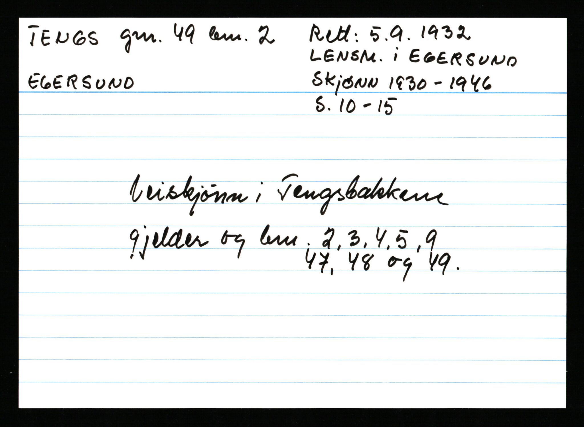 Statsarkivet i Stavanger, AV/SAST-A-101971/03/Y/Ym/L0060: Åstedskort sortert etter gårdsnavn: Tengesdal - Tjørn, 1600-1950, p. 79