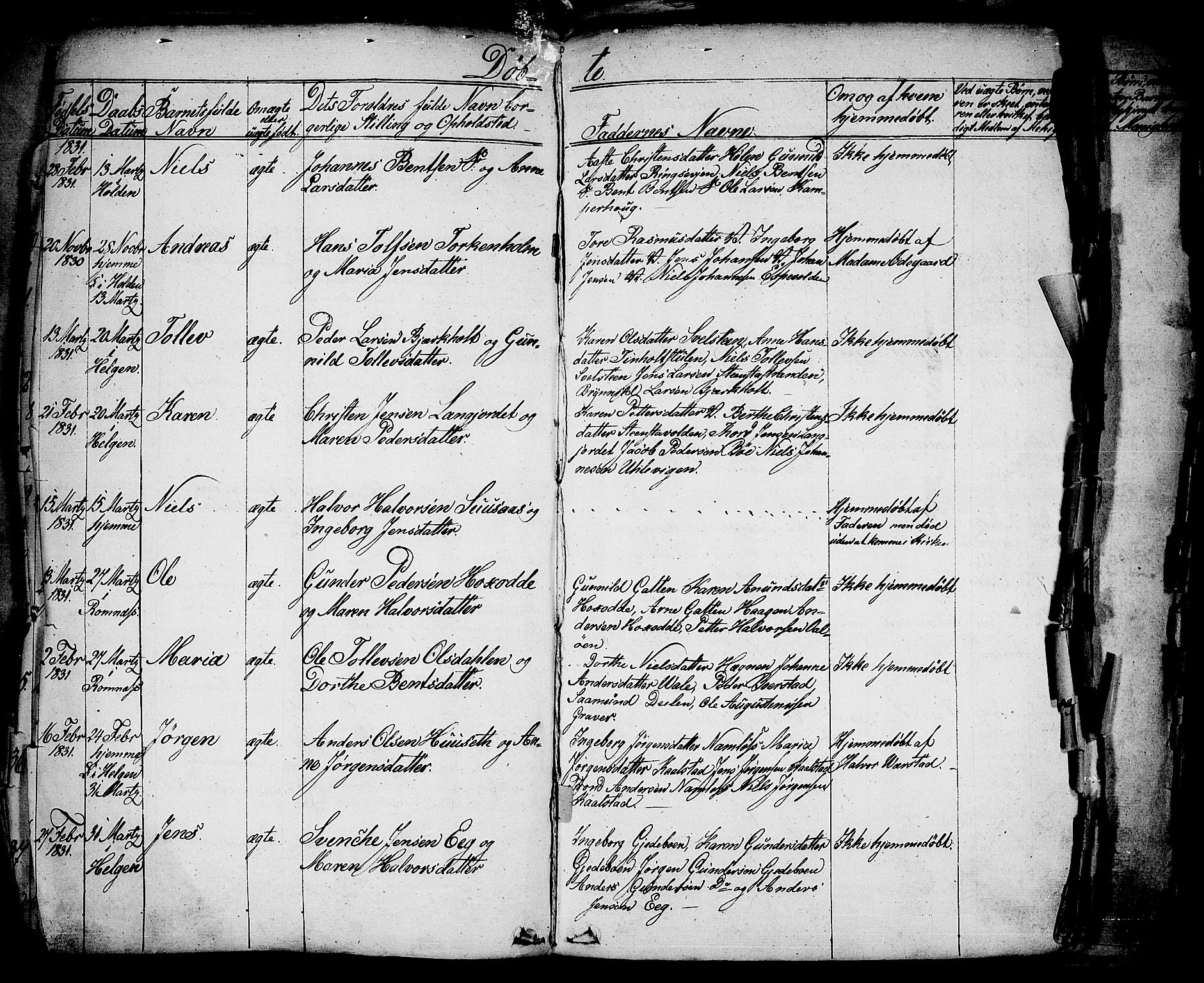 Holla kirkebøker, AV/SAKO-A-272/F/Fa/L0004: Parish register (official) no. 4, 1830-1848