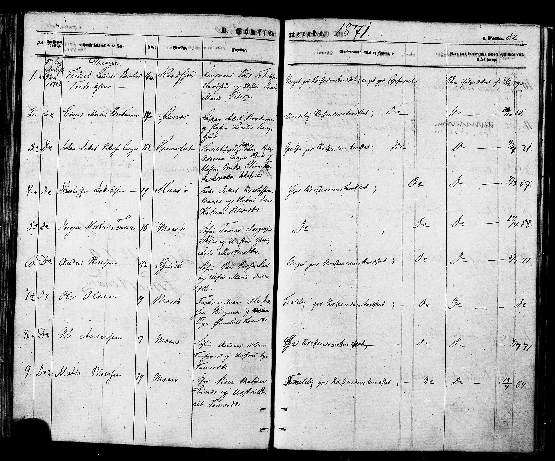 Måsøy sokneprestkontor, SATØ/S-1348/H/Ha/L0003kirke: Parish register (official) no. 3, 1866-1877, p. 82