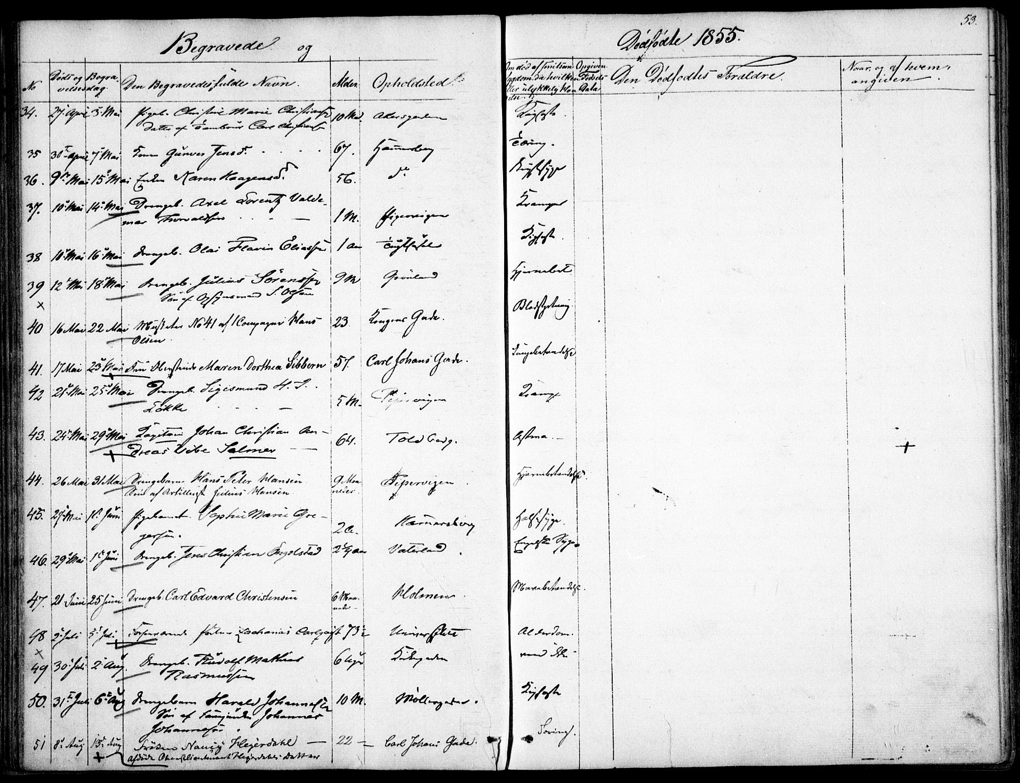 Garnisonsmenigheten Kirkebøker, SAO/A-10846/F/Fa/L0009: Parish register (official) no. 9, 1842-1859, p. 53