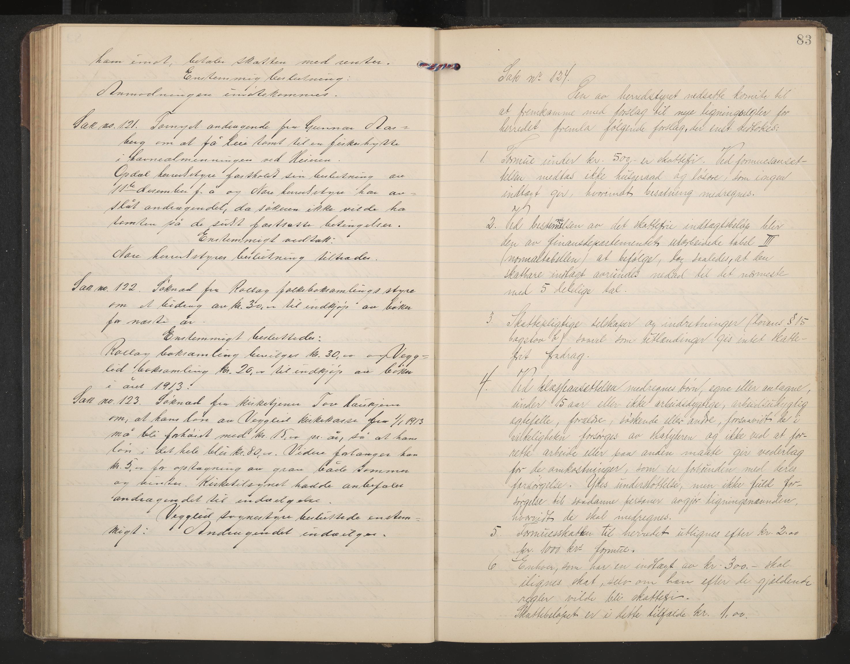 Rollag formannskap og sentraladministrasjon, IKAK/0632021-2/A/Aa/L0005: Møtebok, 1909-1915, p. 83