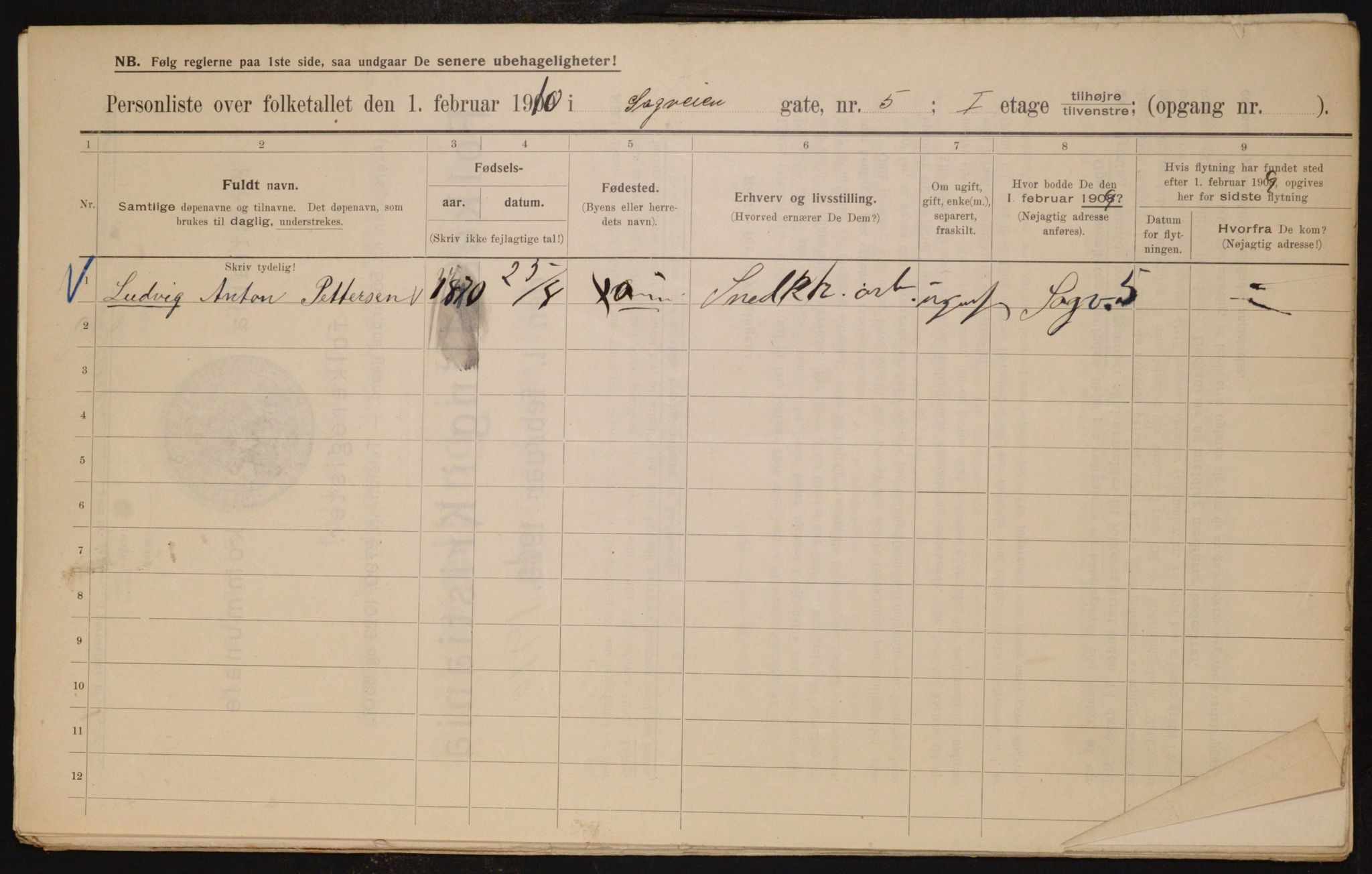 OBA, Municipal Census 1910 for Kristiania, 1910, p. 82731