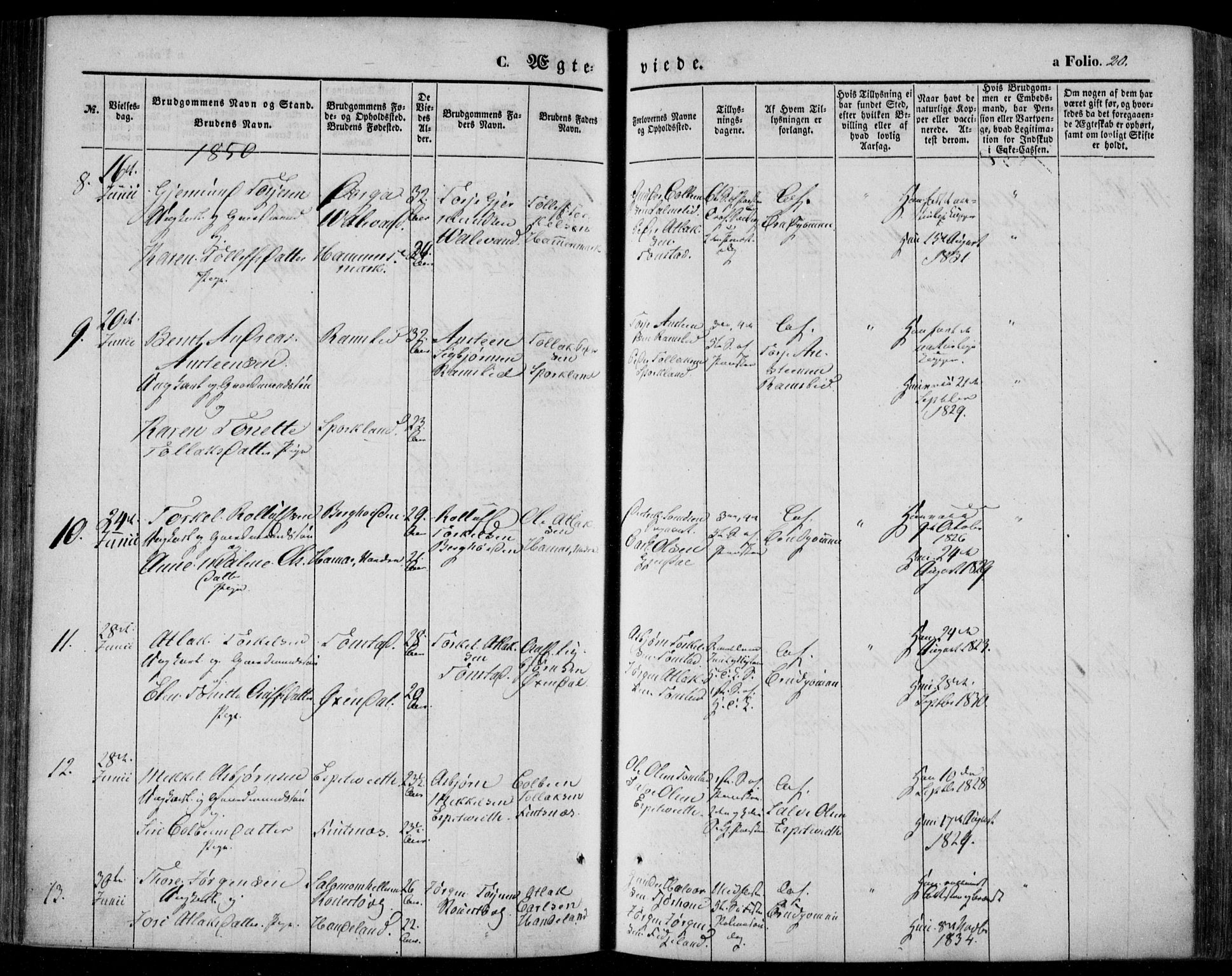 Bakke sokneprestkontor, AV/SAK-1111-0002/F/Fa/Faa/L0005: Parish register (official) no. A 5, 1847-1855, p. 20