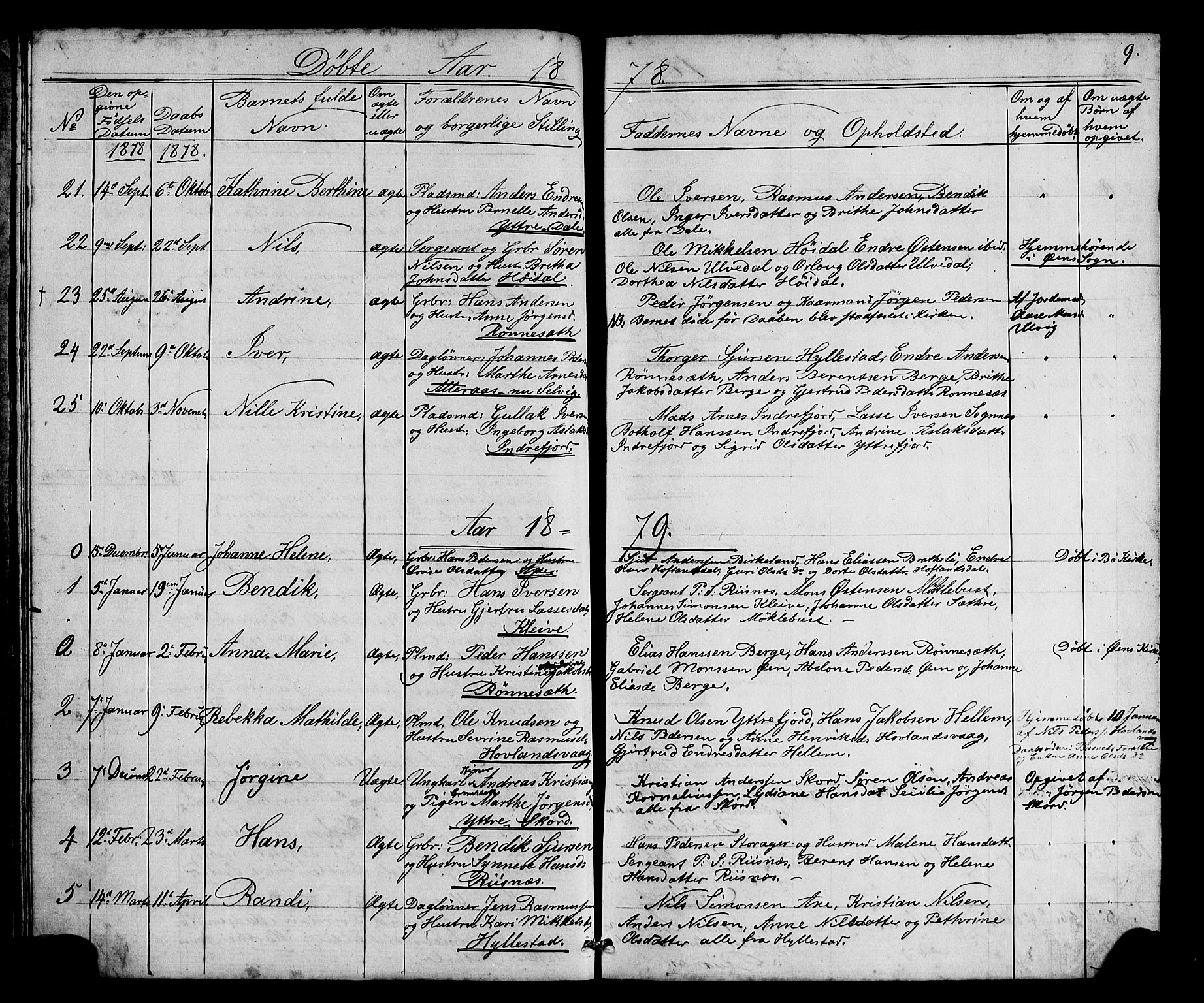 Hyllestad sokneprestembete, AV/SAB-A-80401: Parish register (copy) no. A 2, 1876-1906, p. 9