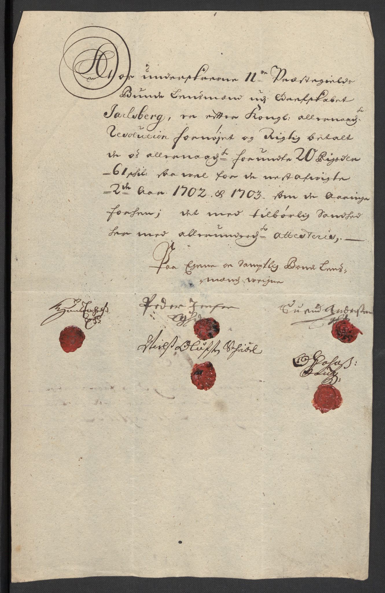 Rentekammeret inntil 1814, Reviderte regnskaper, Fogderegnskap, RA/EA-4092/R32/L1871: Fogderegnskap Jarlsberg grevskap, 1703-1705, p. 200