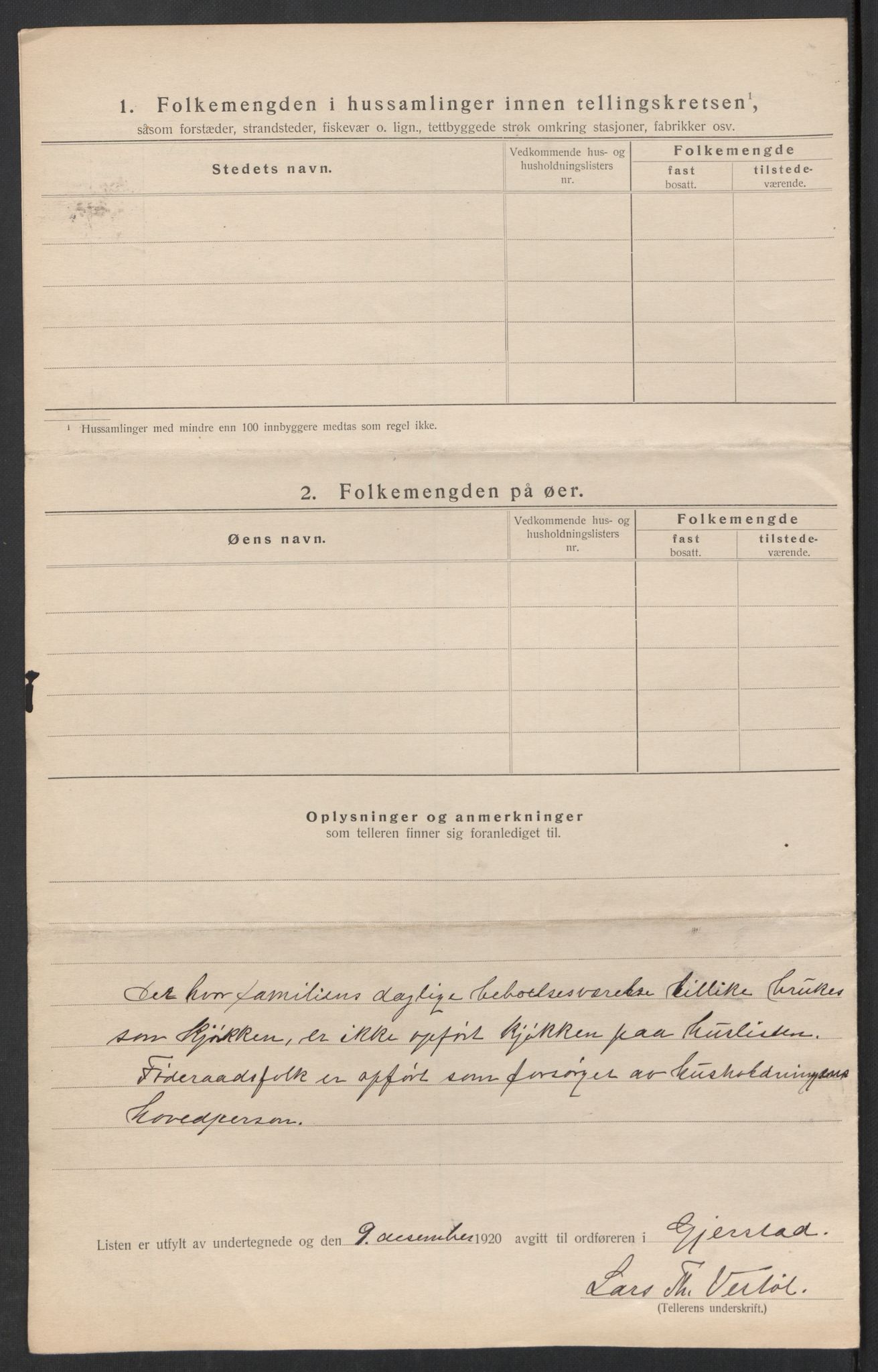 SAK, 1920 census for Gjerstad, 1920, p. 32