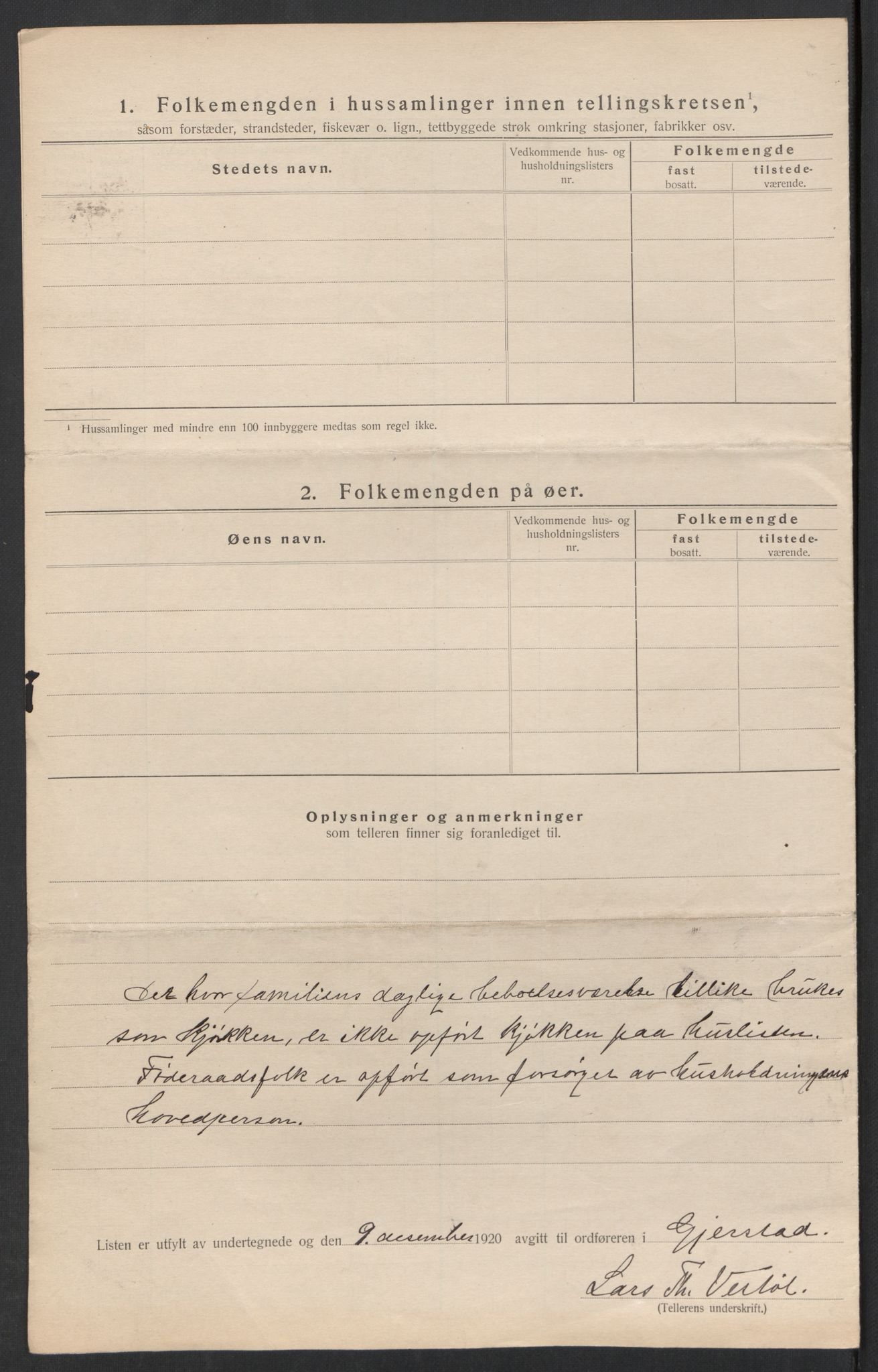 SAK, 1920 census for Gjerstad, 1920, p. 32