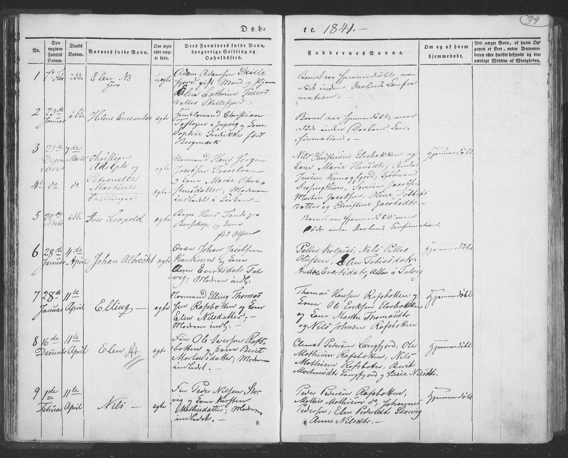 Talvik sokneprestkontor, SATØ/S-1337/H/Ha/L0009kirke: Parish register (official) no. 9, 1837-1852, p. 39
