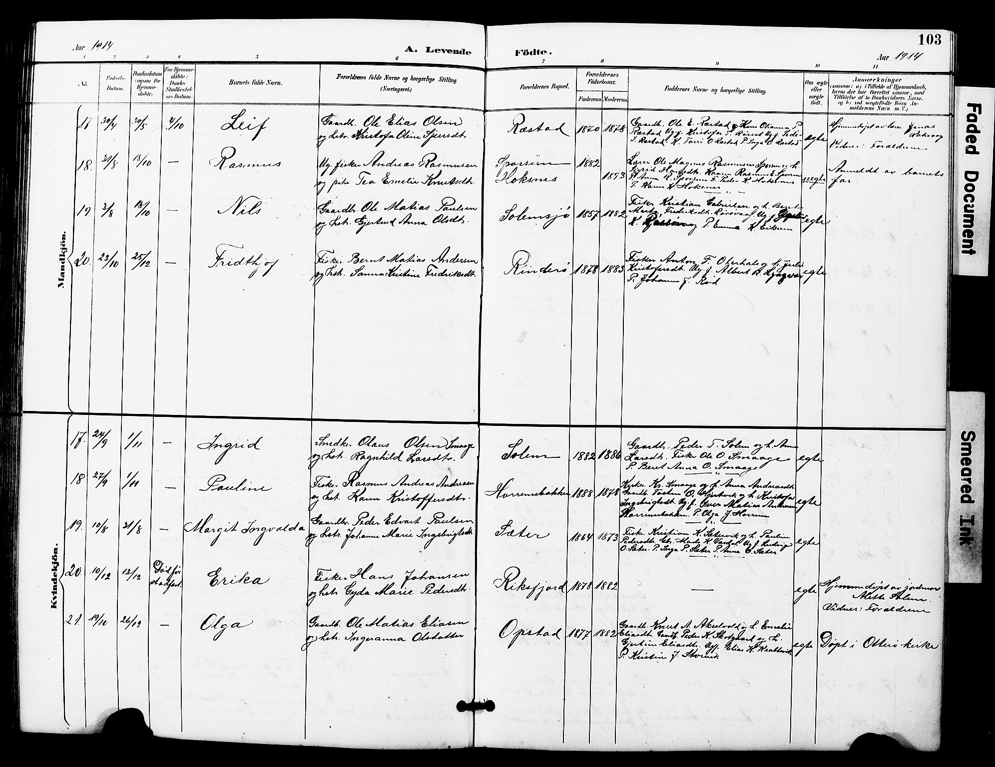 Ministerialprotokoller, klokkerbøker og fødselsregistre - Møre og Romsdal, SAT/A-1454/560/L0725: Parish register (copy) no. 560C02, 1895-1930, p. 103