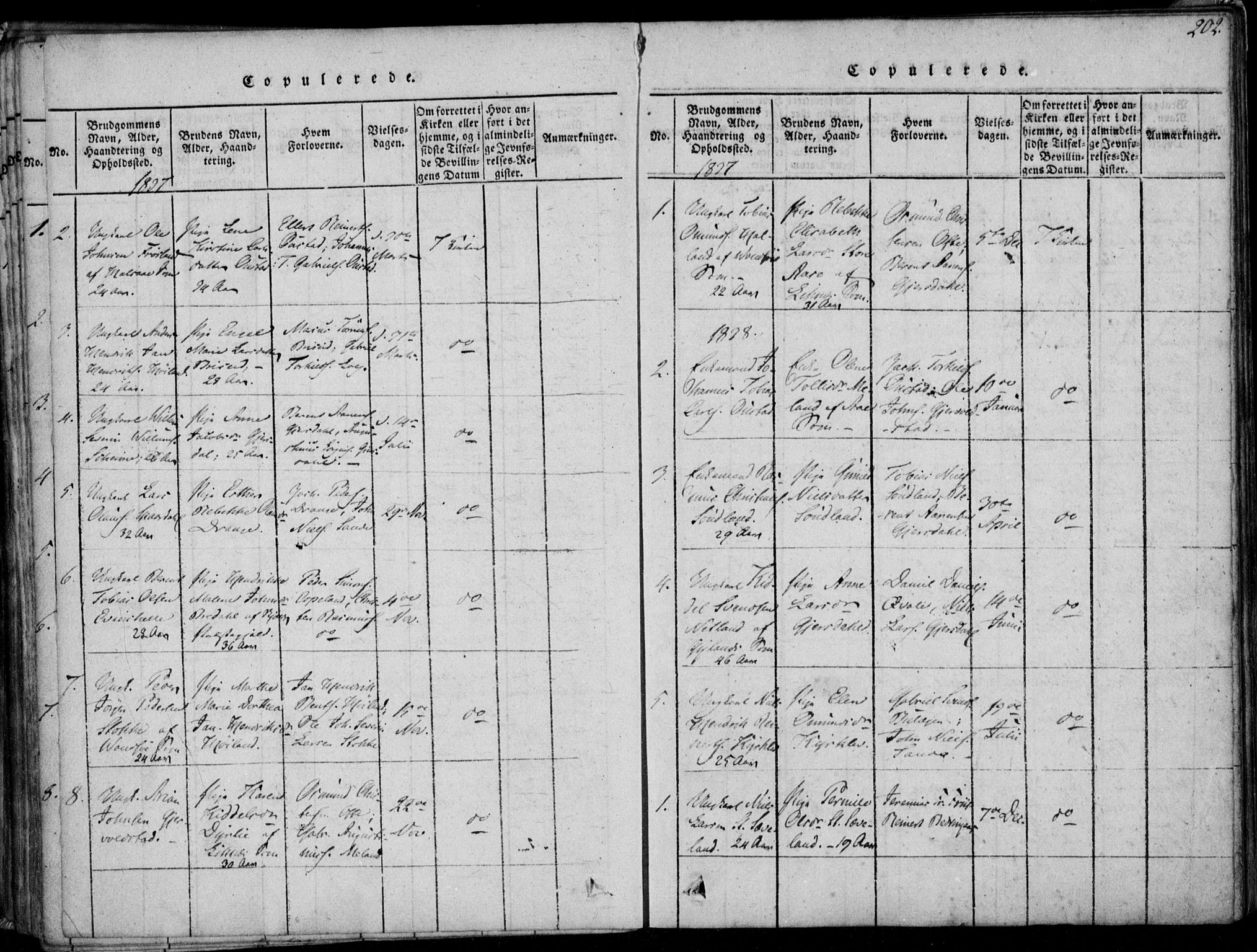 Herad sokneprestkontor, AV/SAK-1111-0018/F/Fa/Faa/L0003: Parish register (official) no. A 3, 1816-1844, p. 202