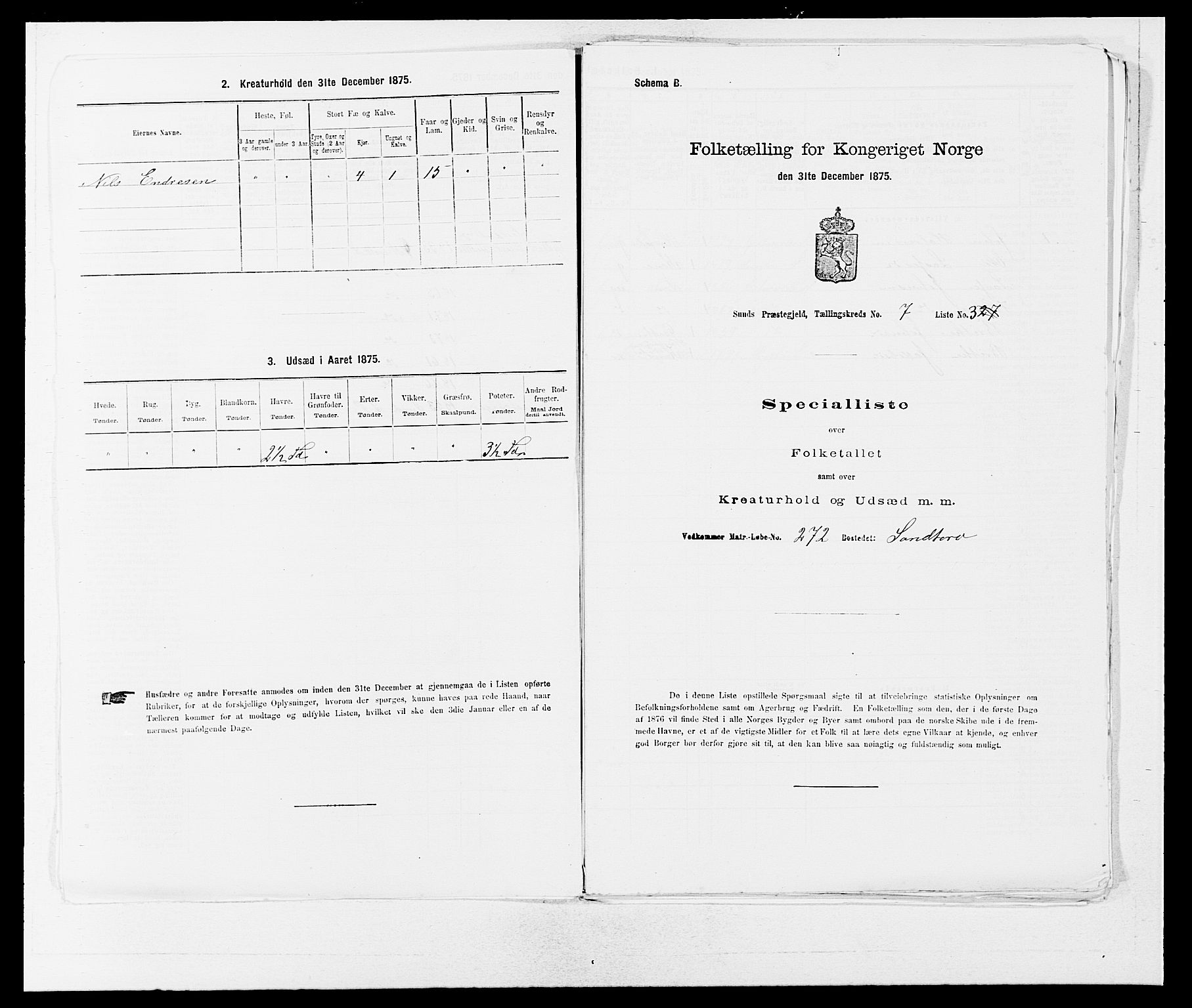 SAB, 1875 census for 1245P Sund, 1875, p. 679