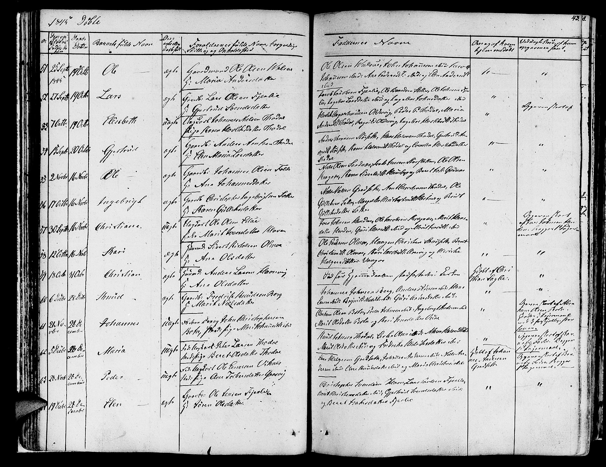 Ministerialprotokoller, klokkerbøker og fødselsregistre - Møre og Romsdal, SAT/A-1454/578/L0904: Parish register (official) no. 578A03, 1836-1858, p. 43