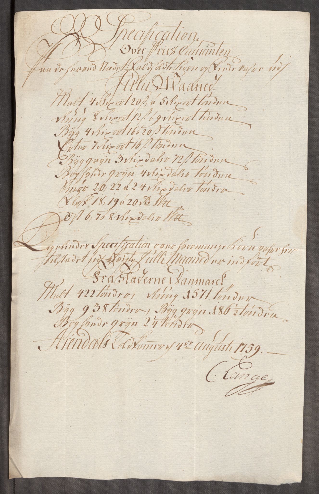 Rentekammeret inntil 1814, Realistisk ordnet avdeling, AV/RA-EA-4070/Oe/L0006: [Ø1]: Priskuranter, 1758-1760, p. 593