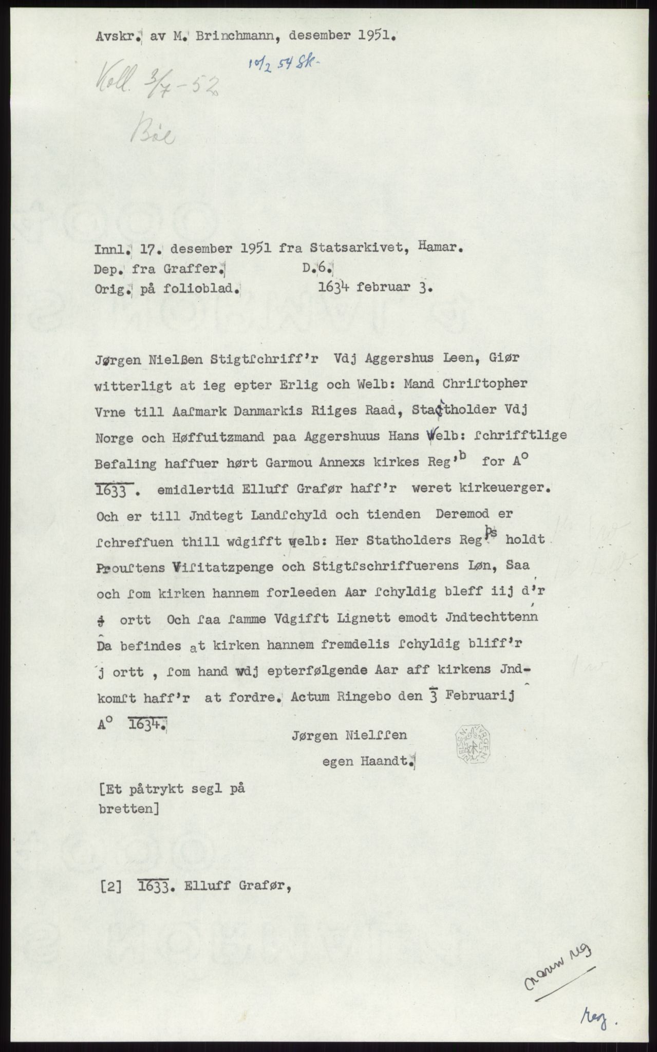 Samlinger til kildeutgivelse, Diplomavskriftsamlingen, AV/RA-EA-4053/H/Ha, p. 2370