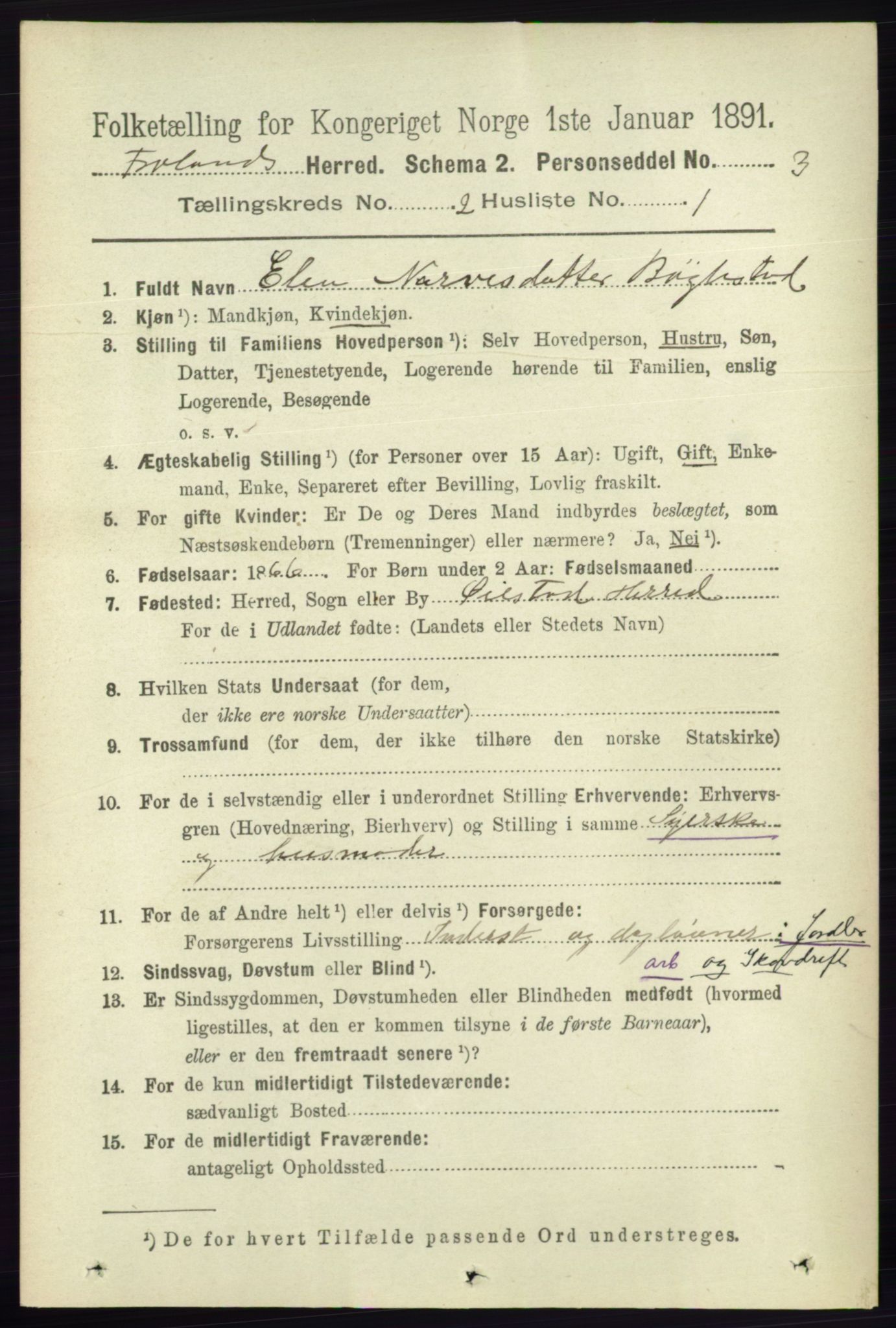 RA, 1891 census for 0919 Froland, 1891, p. 480