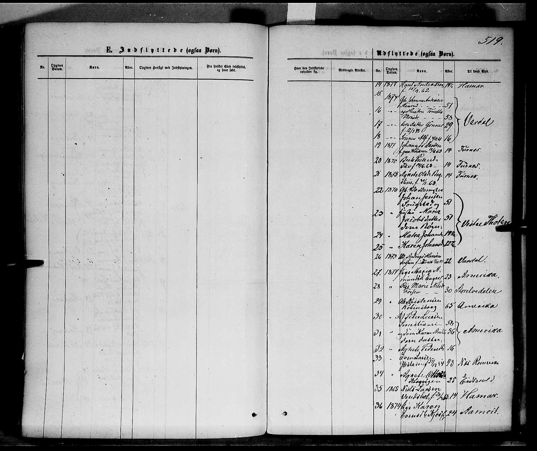 Ringsaker prestekontor, AV/SAH-PREST-014/K/Ka/L0011: Parish register (official) no. 11, 1870-1878, p. 519