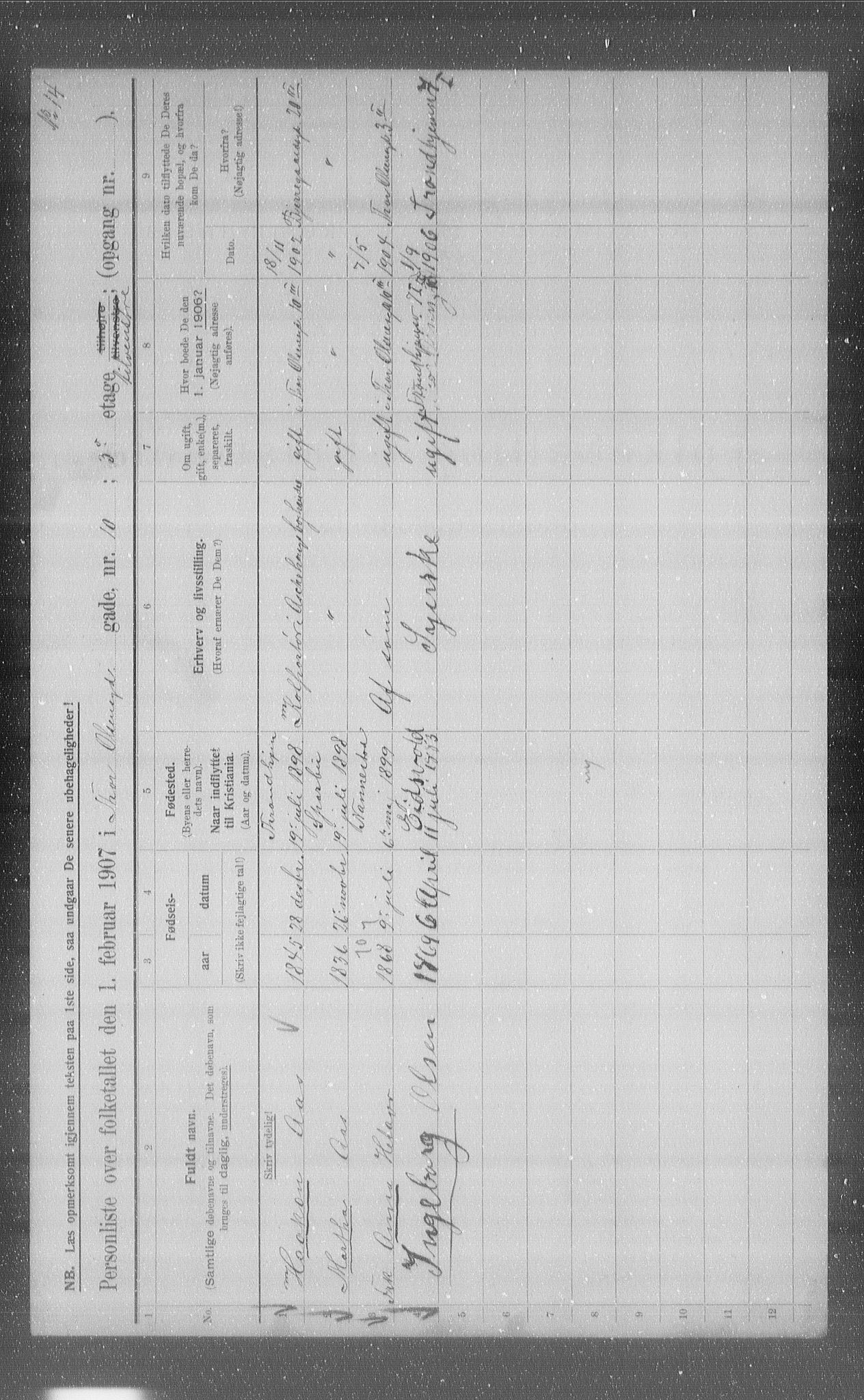 OBA, Municipal Census 1907 for Kristiania, 1907, p. 55683