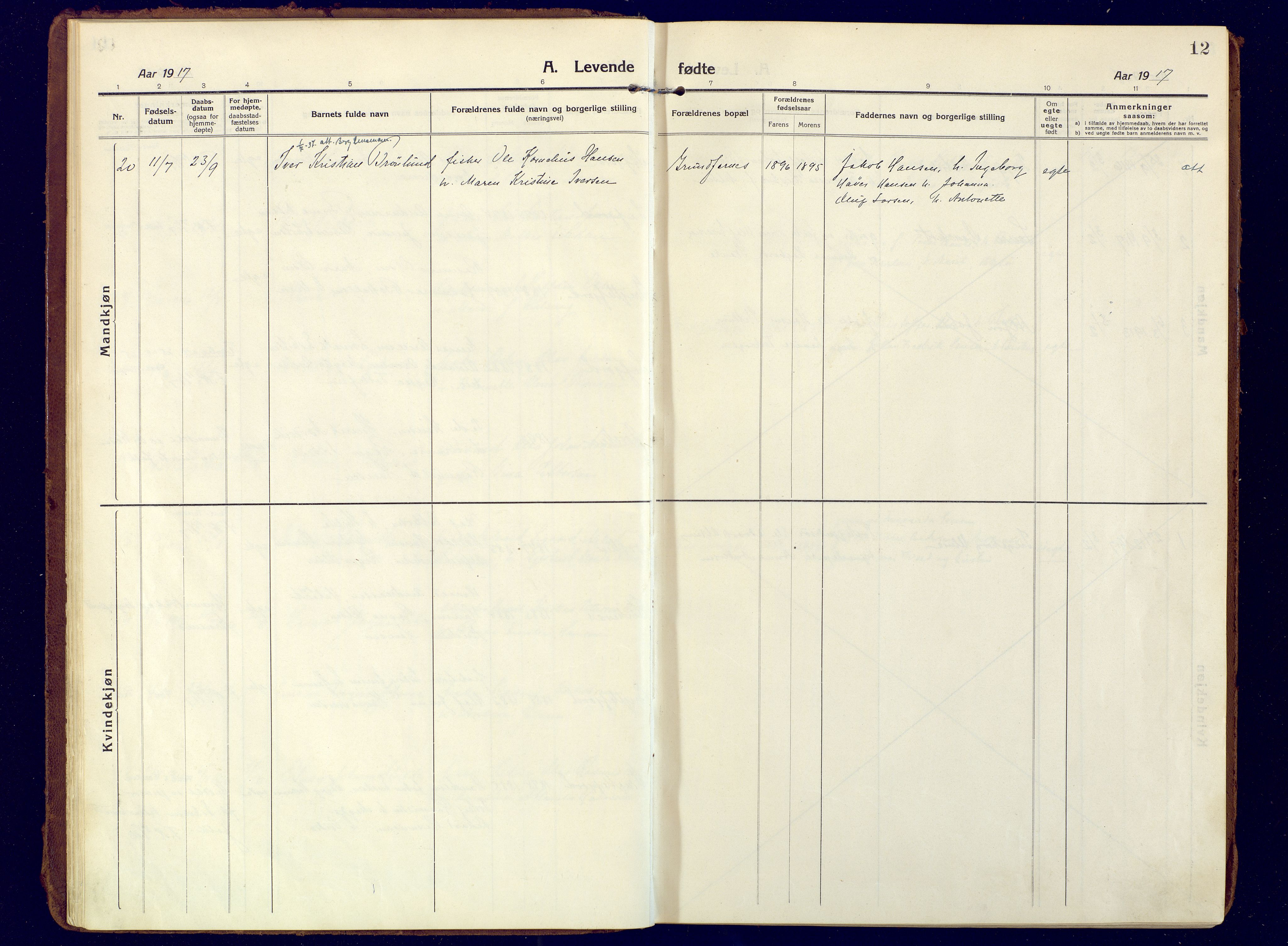 Berg sokneprestkontor, AV/SATØ-S-1318/G/Ga/Gaa/L0010kirke: Parish register (official) no. 10, 1916-1928, p. 12