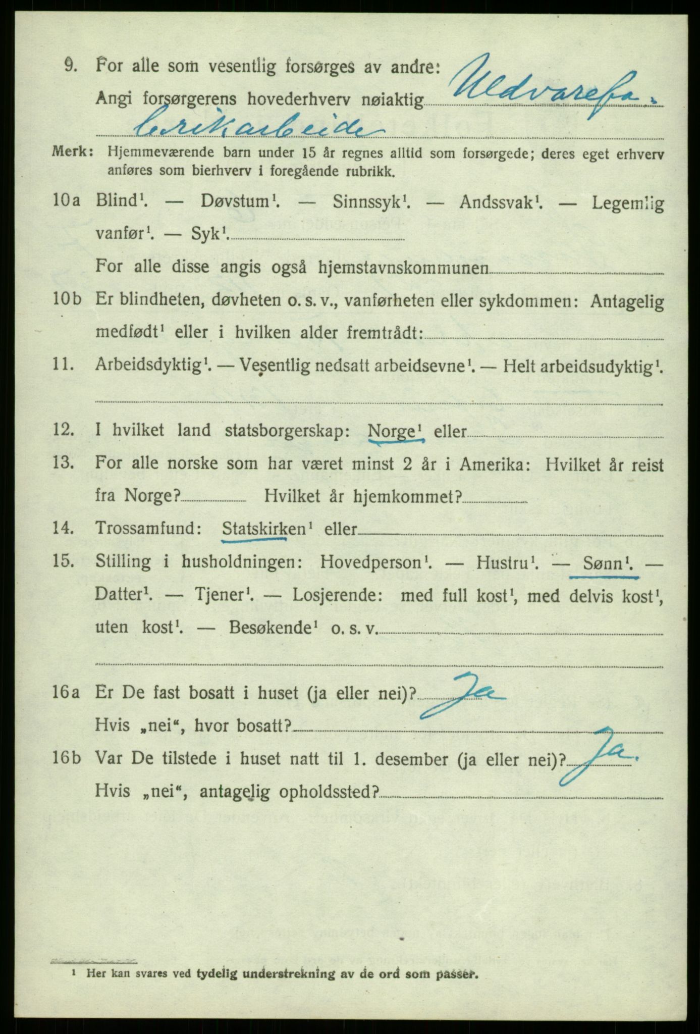 SAB, 1920 census for Samnanger, 1920, p. 3418