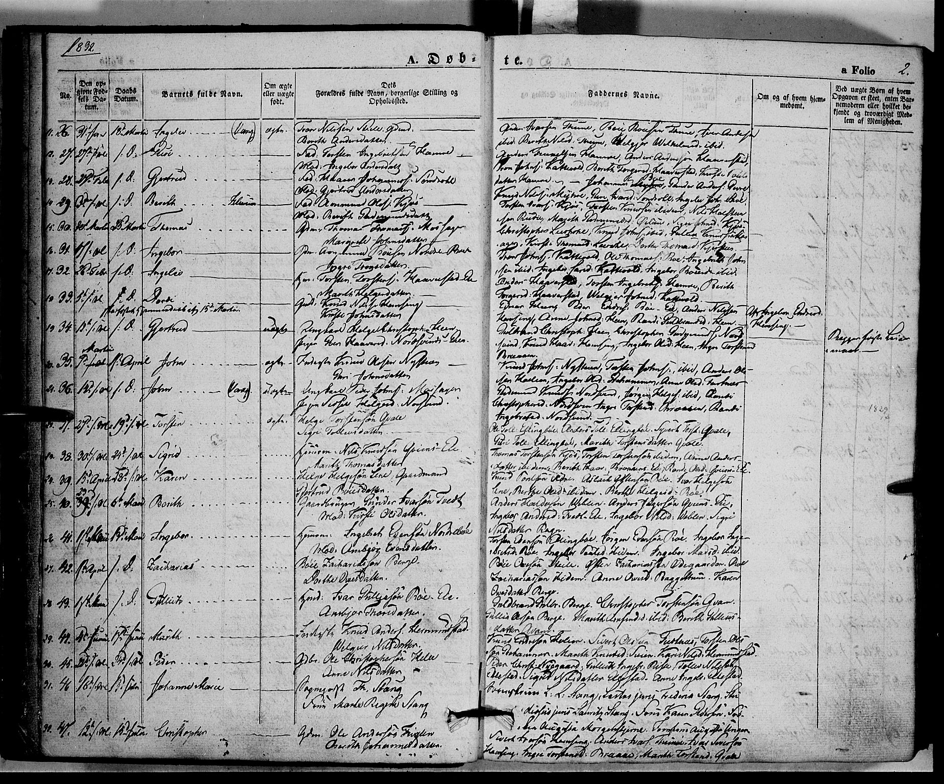 Vang prestekontor, Valdres, SAH/PREST-140/H/Ha/L0005: Parish register (official) no. 5, 1831-1845, p. 2